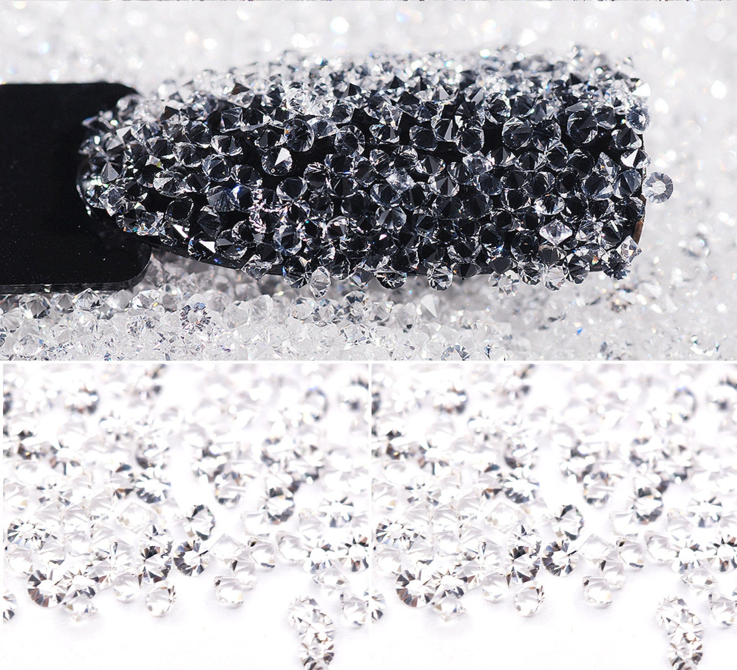 1440 pcs Culet Diamond crystal Nail Art glitter/ Microbead Clear AB stone Nail design art decoration rhinestones /Mini chatons