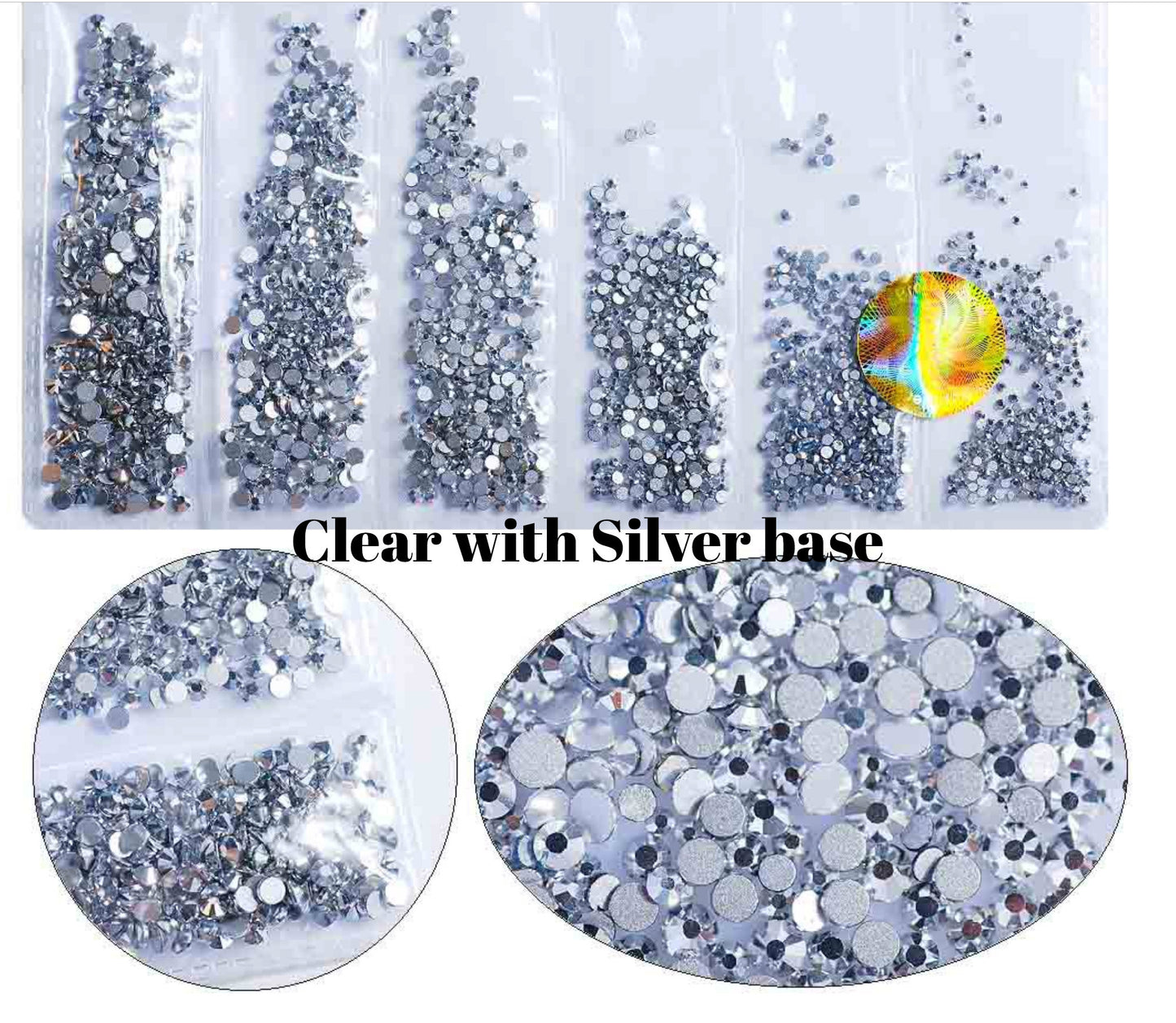 1728 pcs Mixed sizes Clear rhinestone/ Non Hot fix flat back nail Art Deco/ AB sone multi size mixed rhinestone nail art decal