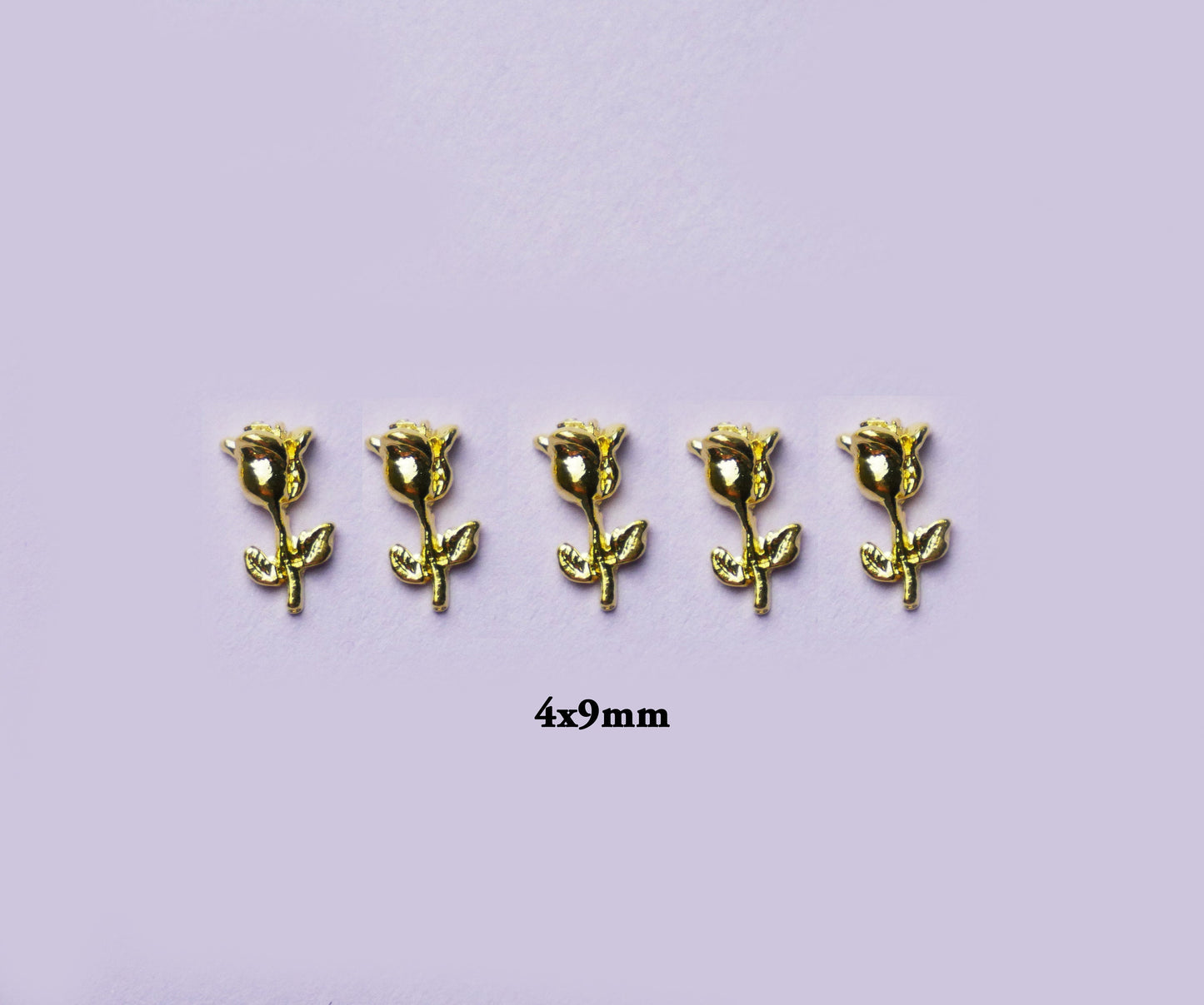 5 pcs Rose flower Metallic studs/ 3D Gold Rose Floral nail design art nail