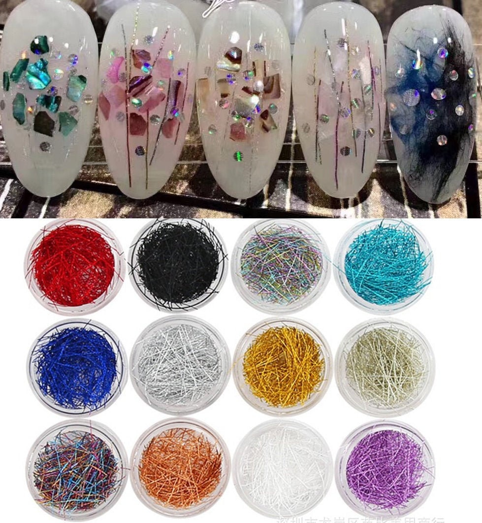 12 jars Mermaid starry sky thread line Nail deco/ Line DIY Nail Art Tips Decoration/ nail art thread line stripe