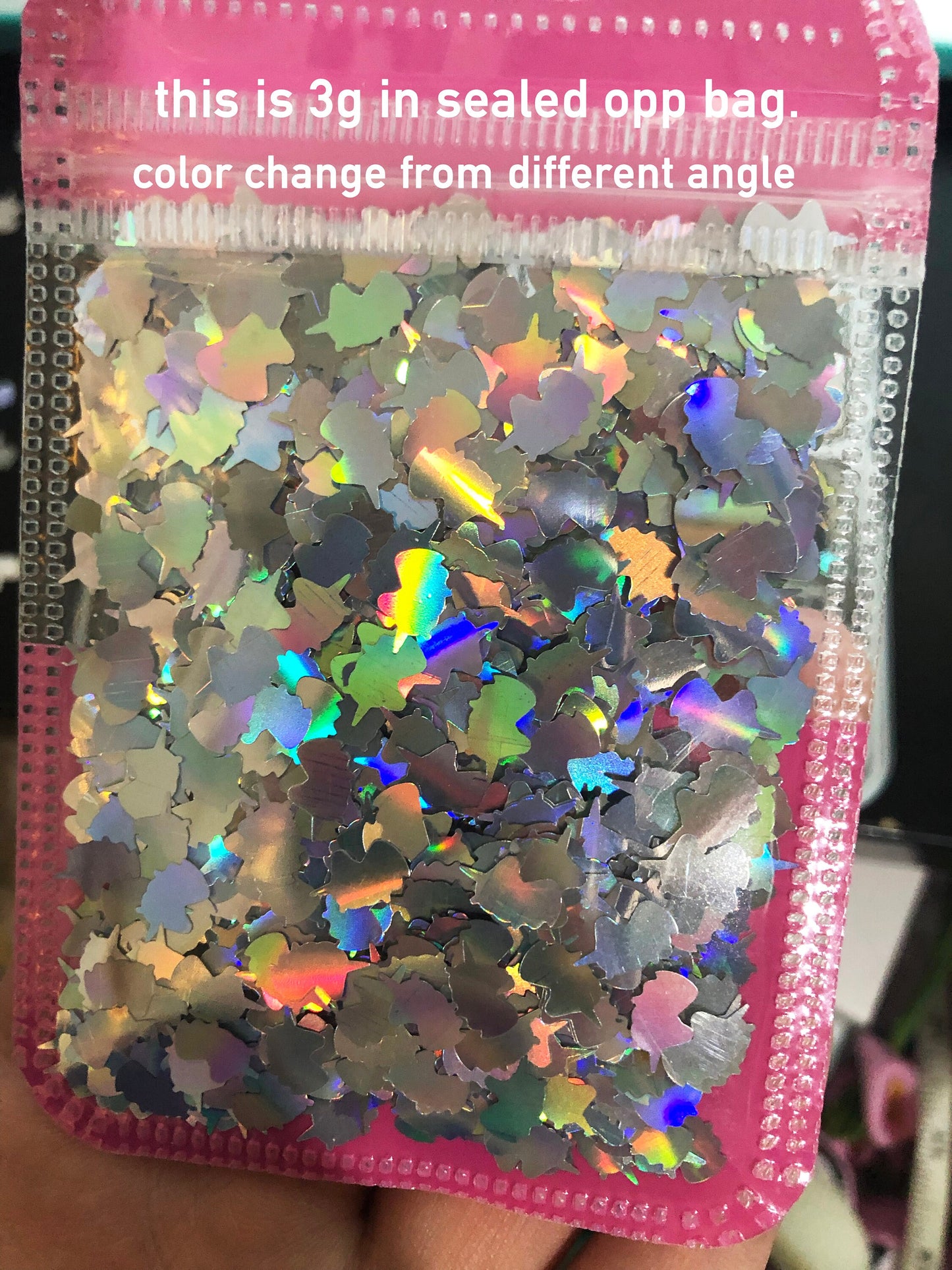 3g Halo unicorn Nail Flakes 3D laser horse Sequins/unicorn shaped glitter flakes for nail gel UV resin nail polish