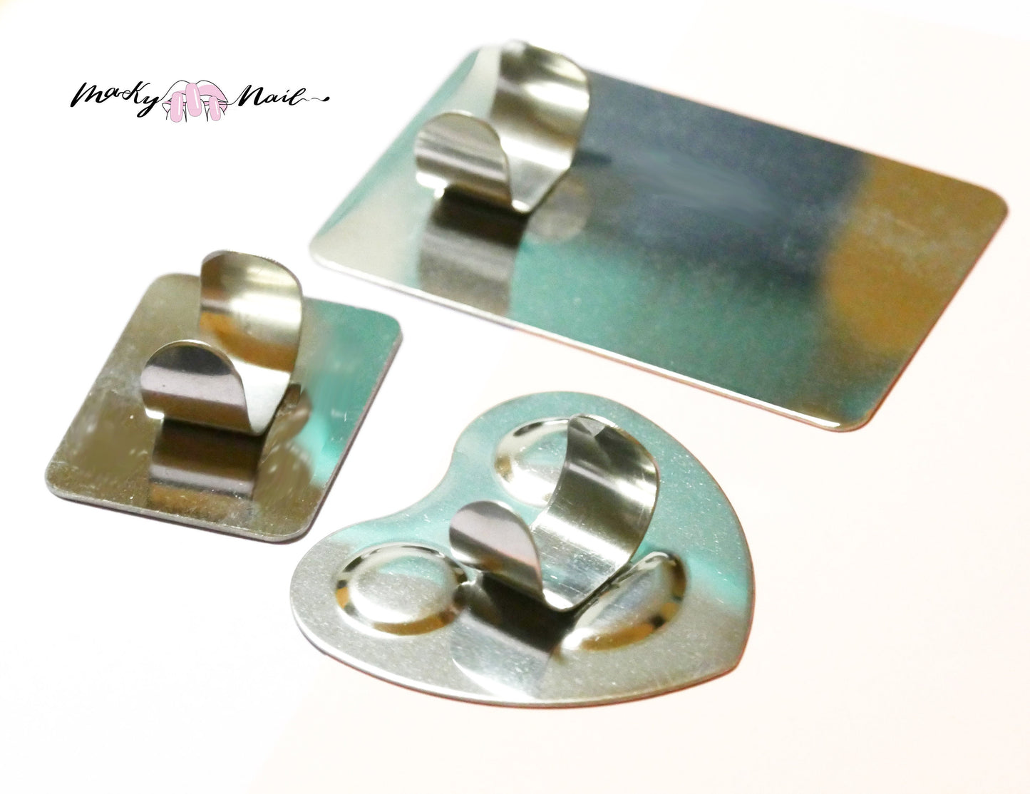 Nail Art stainless steel Palette Mini Finger Ring Dishes Color Mixing UV Gel Polish Paint Tool/ nail detailing design tool