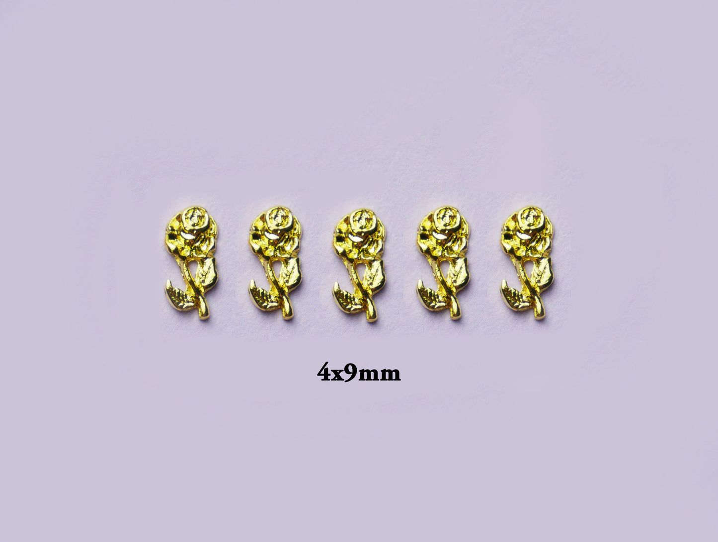 5 pcs Rose flower Metallic studs/ 3D Gold Rose Floral nail design art nail