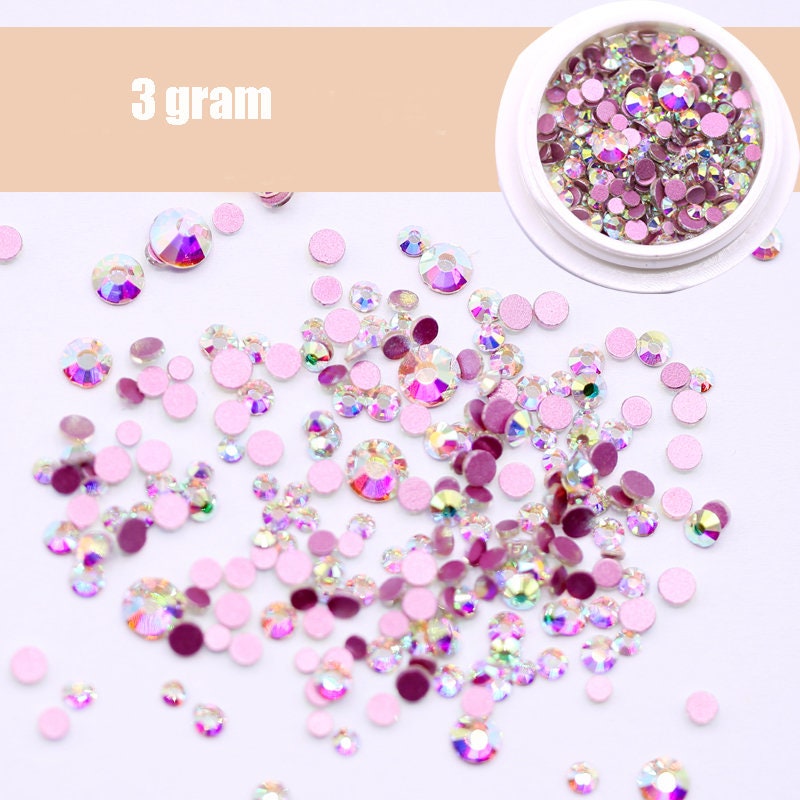 6g Multi-Size AB Rhinestones/ Pink Flat Back Crystal Gems Strass 3d Nail Art Decorations