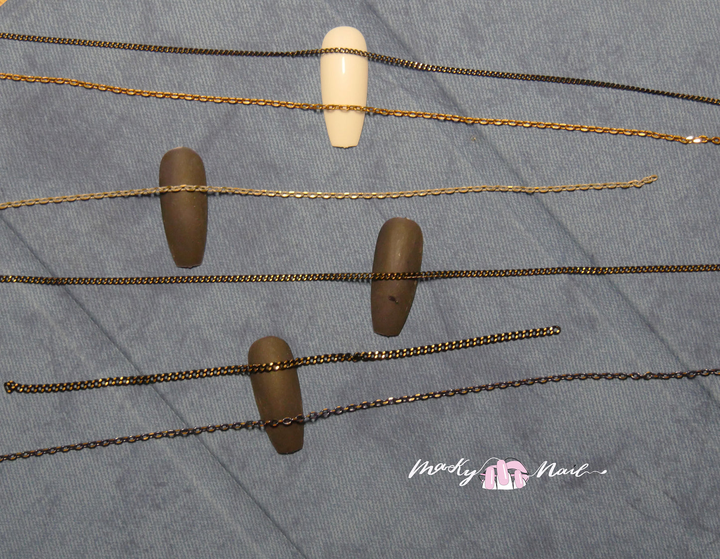 6 pcs Metal Steel Chain Punk Style for 3D nail and Mini crafts supply/ multi style nail art deco gold chain set