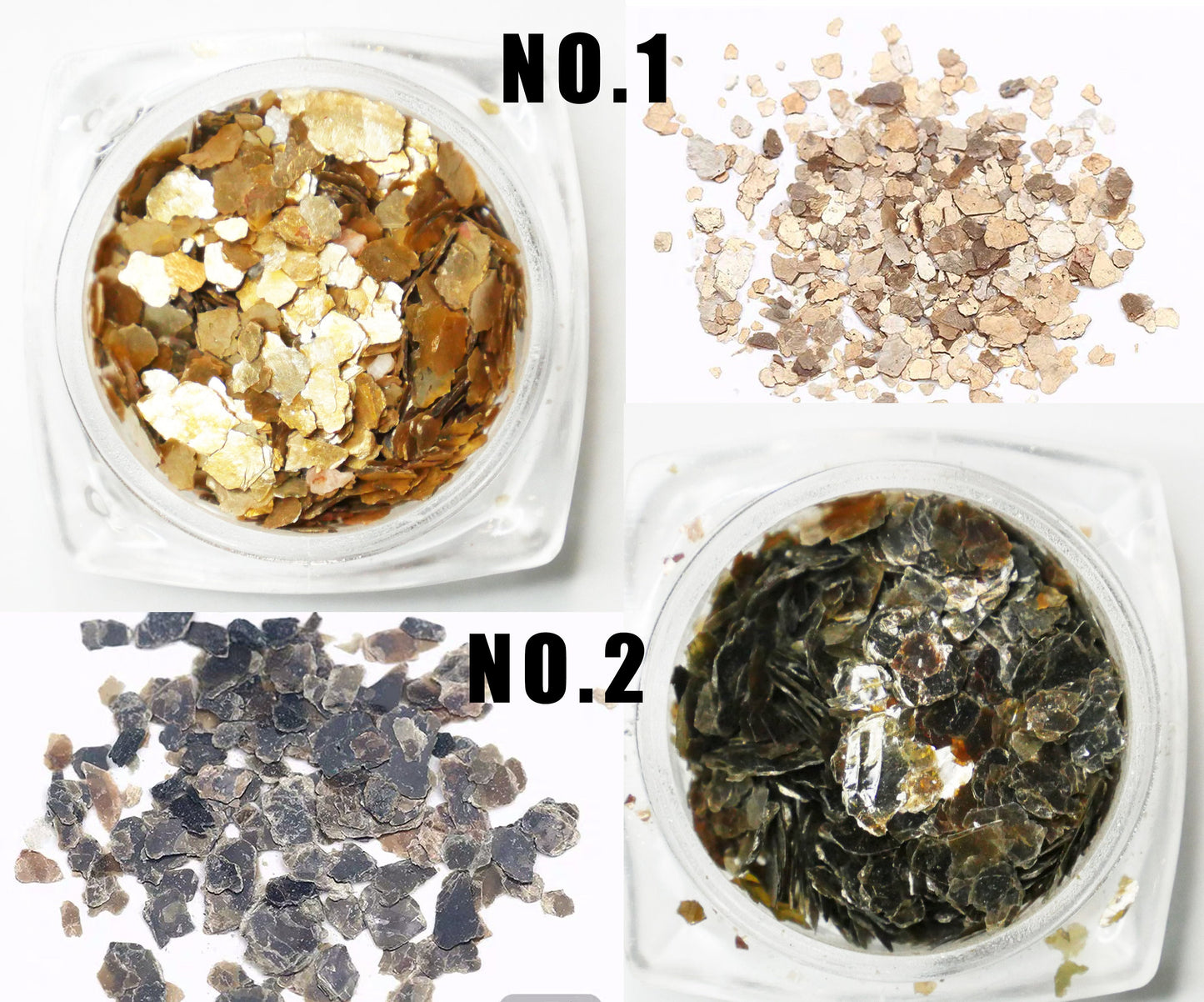 6 jars Irregular mica Flashy Slice flakes for Nail art/ Metallic Laser Sequins Nail Art glitter/ Shell chips Glitter Foil crafts supply