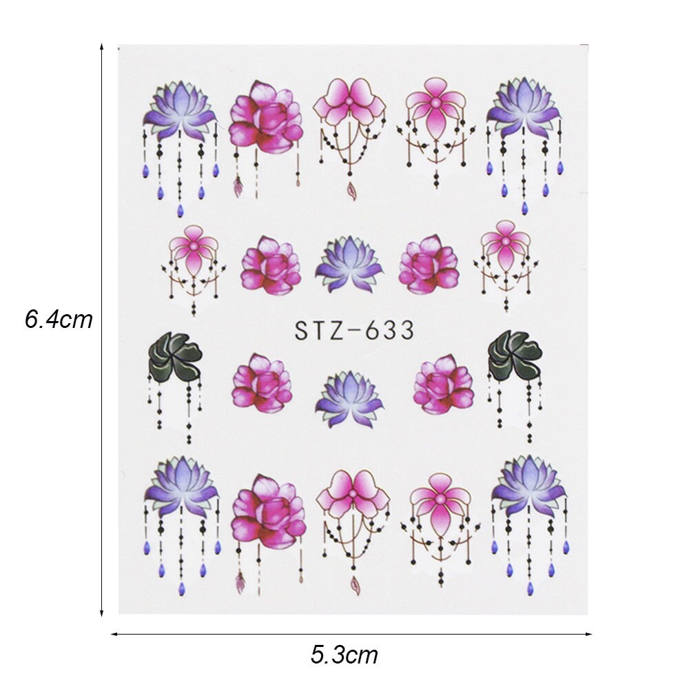 24 pcs Mehndi pattern nail tattoo/ Flower Totem nail sticker/ Mandala 3D Water transferred Nail Art Tattoos Stickers Self Adhesive Decals