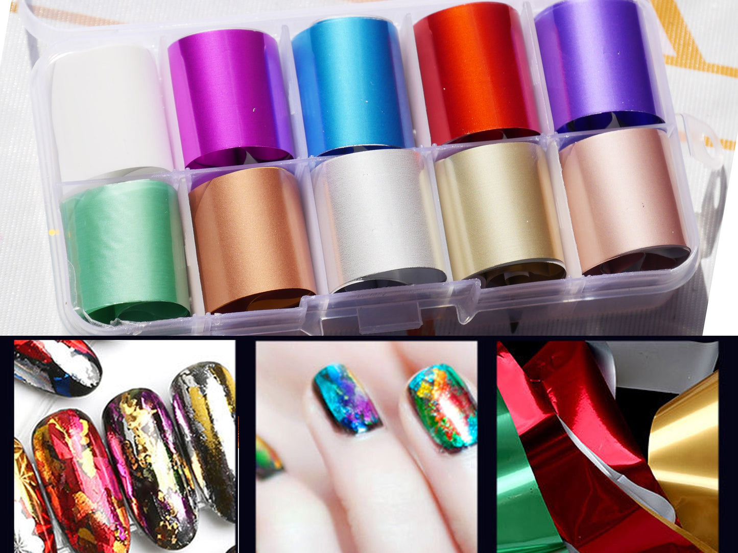 10 pcs Metallic transfer paper Foil Nail Art Sticker Decal/ DIY metallic nail transferring mirrored foil design/gold nail sticker
