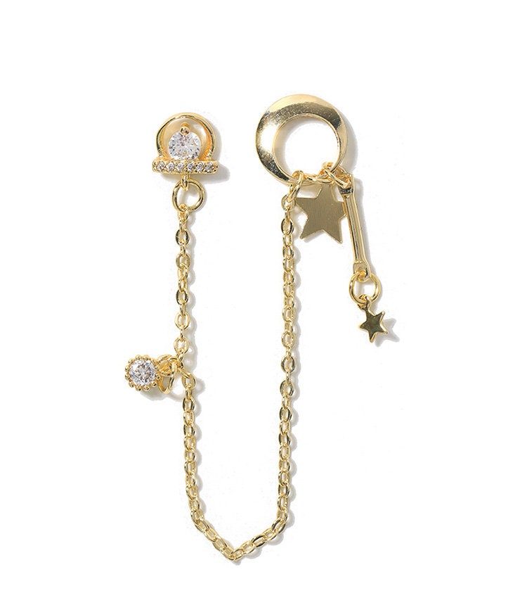 Gold Chain 3D Zircon nail ornament nail decal/ Butterfly starry sky nail dangle
