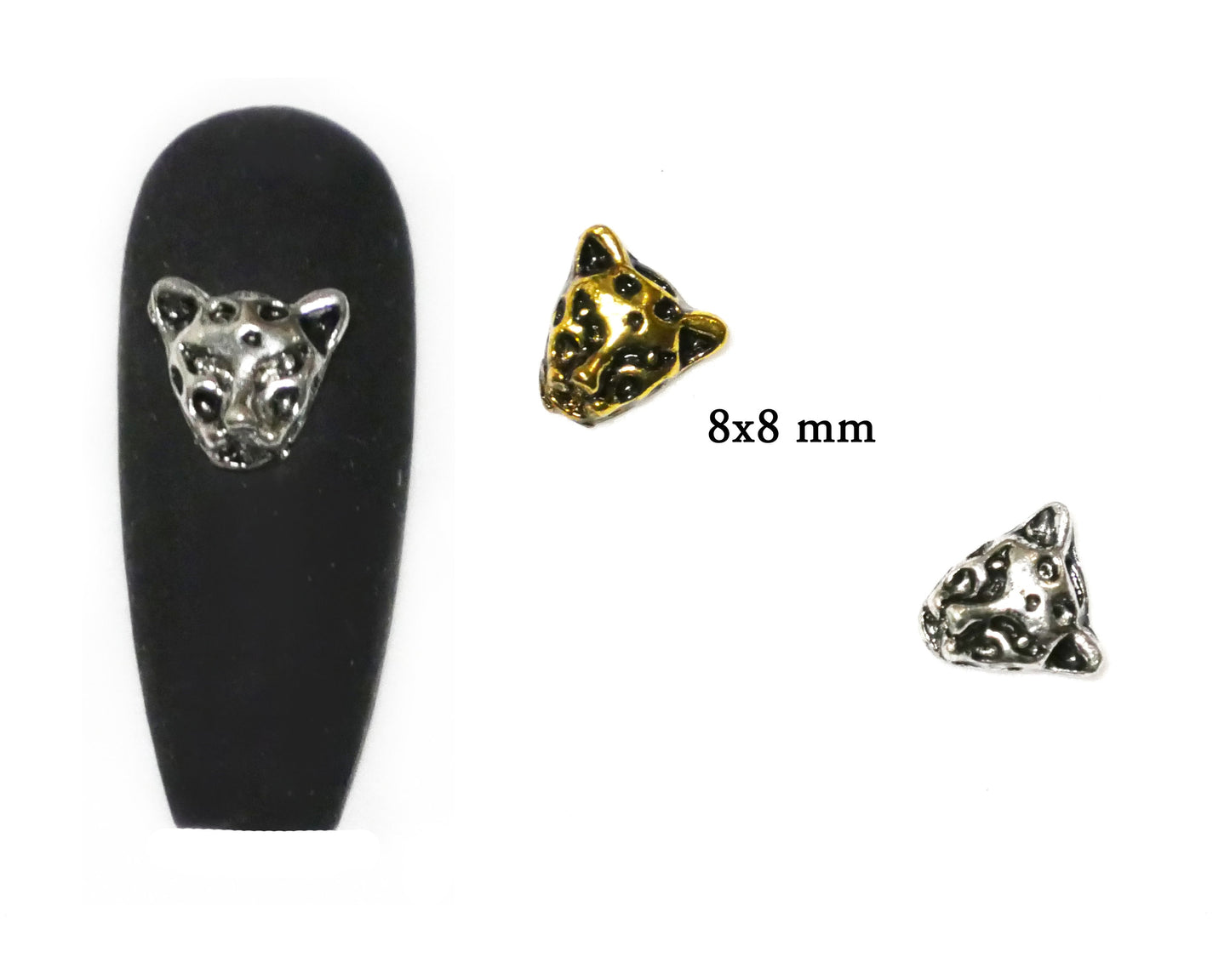 5 pcs 3D leopard nail decoration/ Gold silver panther Nail DIY deco cheetah charm nail design UV gel Nail polish