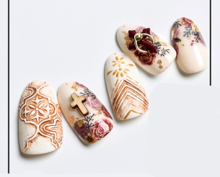 5 pcs 3D Wood nail decoration/ Cross Geometry Nail DIY nail deco charm for nail art/ wooden nail charm