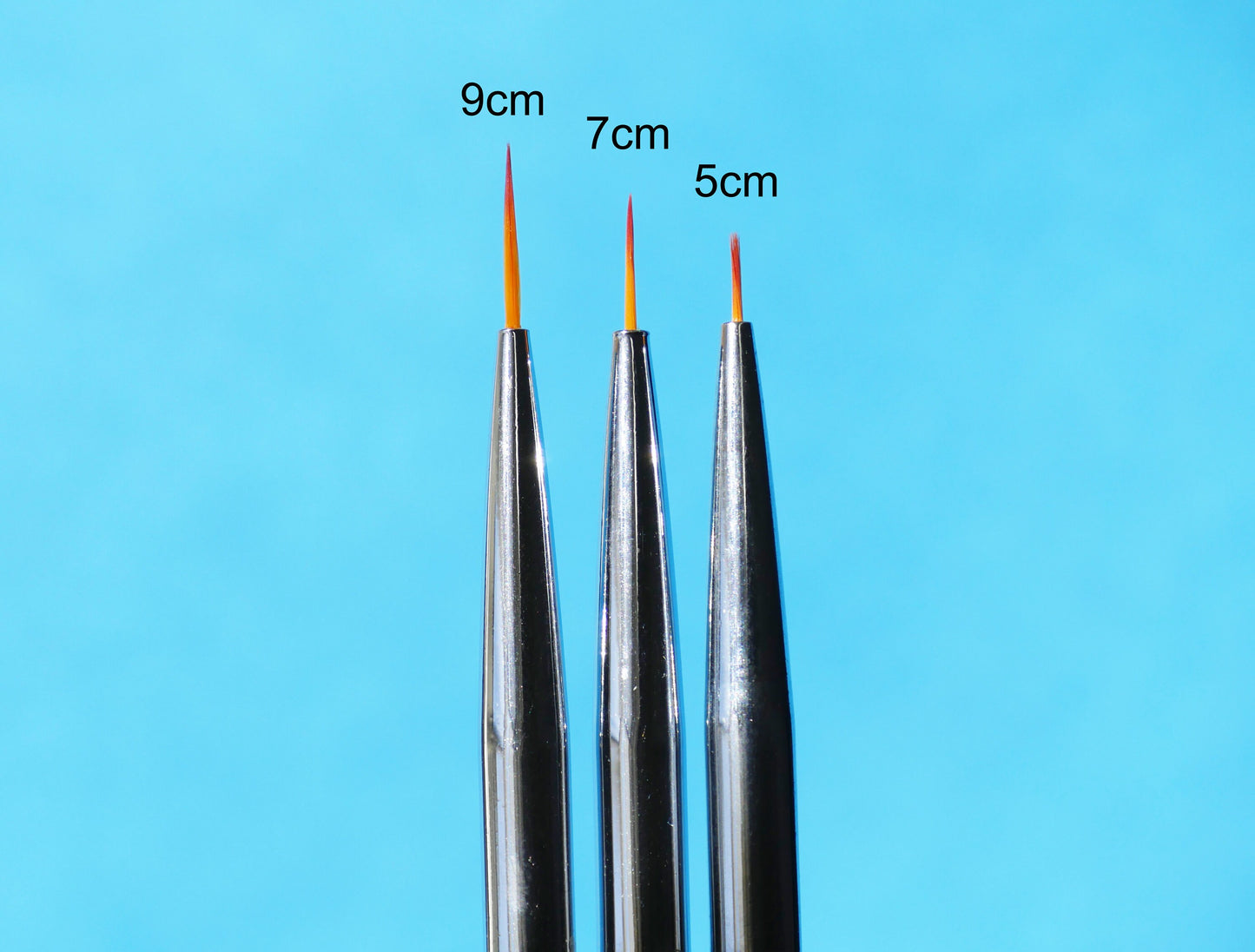 3 pcs Metallic Nail Brush Set for Detailing Striping Nail Art Brushes, liner brush, Painting Brushes set/ Lining paint brushes Nail Stripe