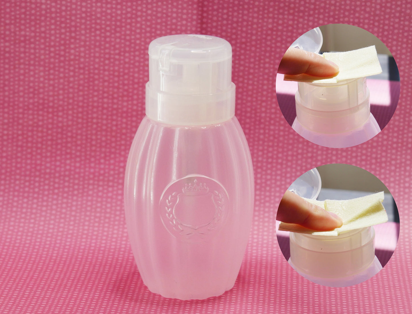 200ml Nail Polish Remover Push Down Pump Dispensers Empty Plastic Bottle Acetone Friendly Liquid Alcohol Pink Plastic Bottle 6.8 fl oz