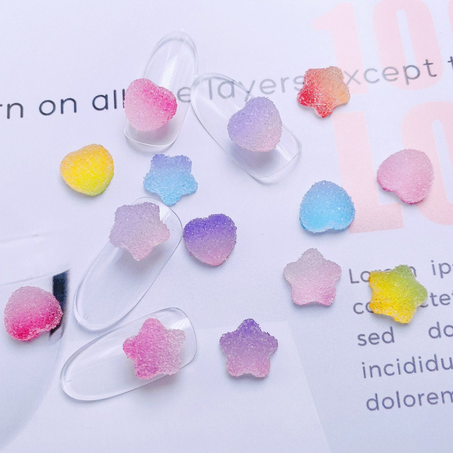5 pcs Candy Gummies Nail Deco/ Sour Jelly Stars Heart 3D Decal