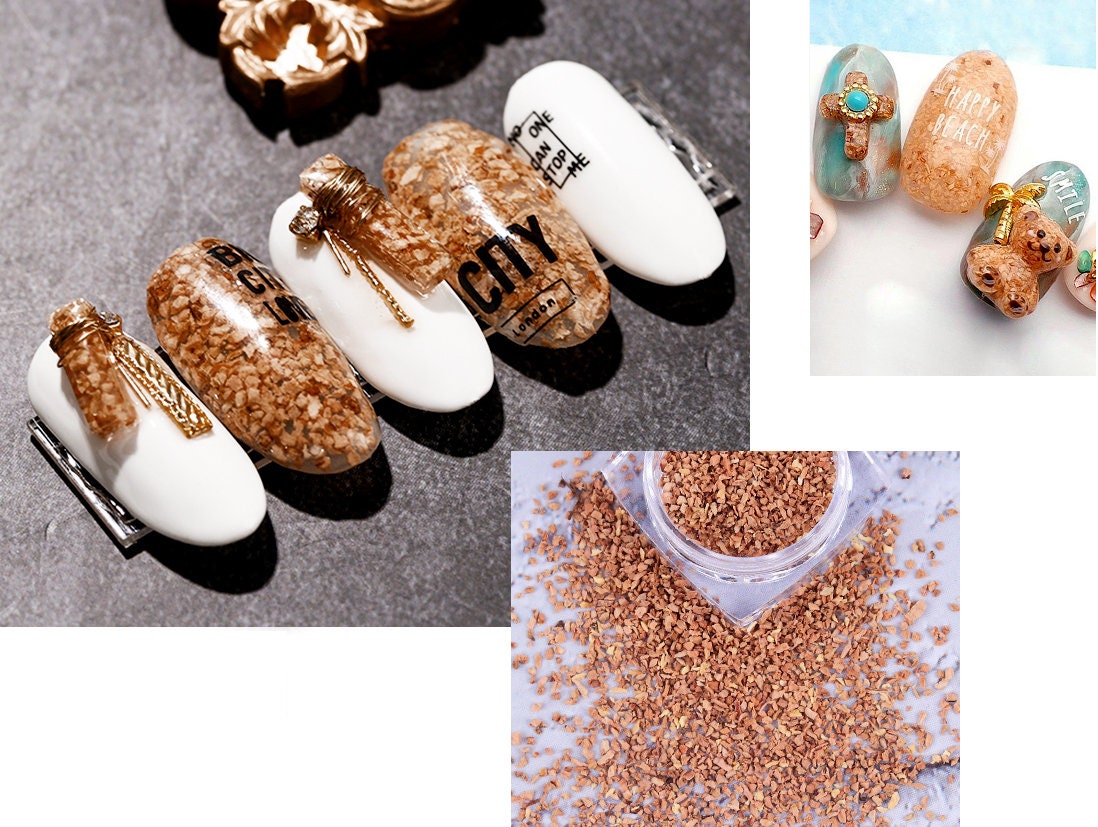 3 pcs Nail Sawdust Powder Combination DIY Resin Craft Supply Wood Cork Powder Nail Art Decorative Decal