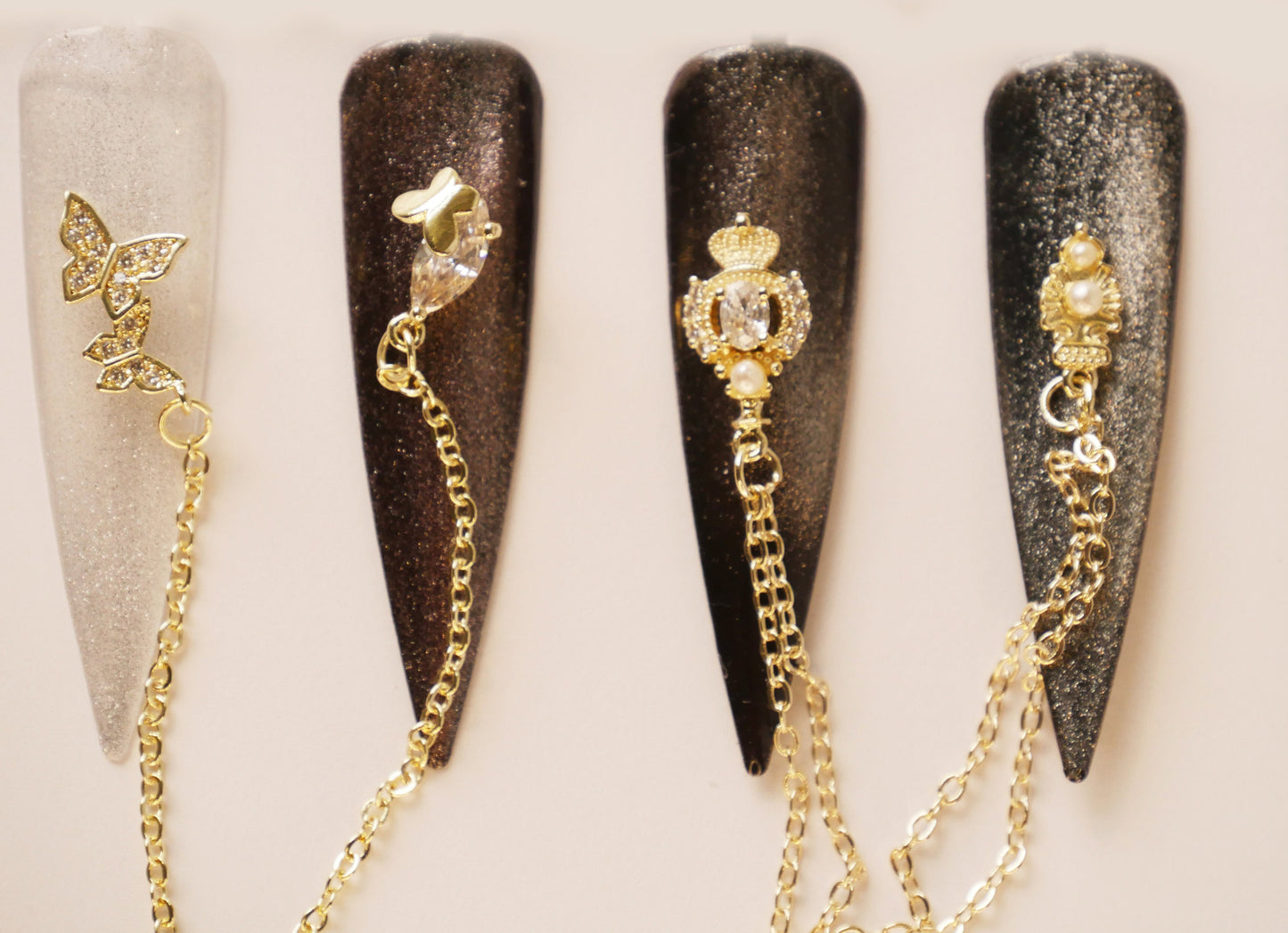 Gold Chain 3D Zircon nail ornament nail decal/ Butterfly starry sky nail dangle