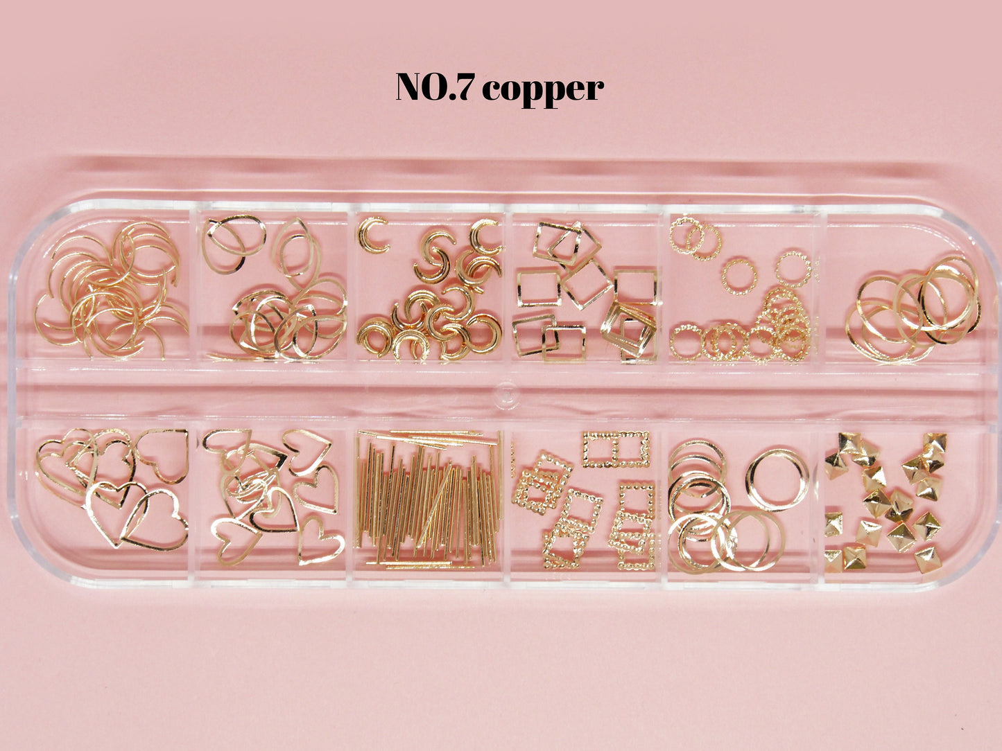 12 grids Moon and star Rivet Glitter Nail Studs Metal Decoration/ Copper Cold starry sky design Nail supply Metallic charms