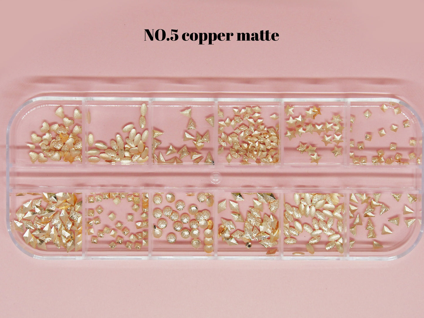 12 grids Moon and star Rivet Glitter Nail Studs Metal Decoration/ Copper Cold starry sky design Nail supply Metallic charms