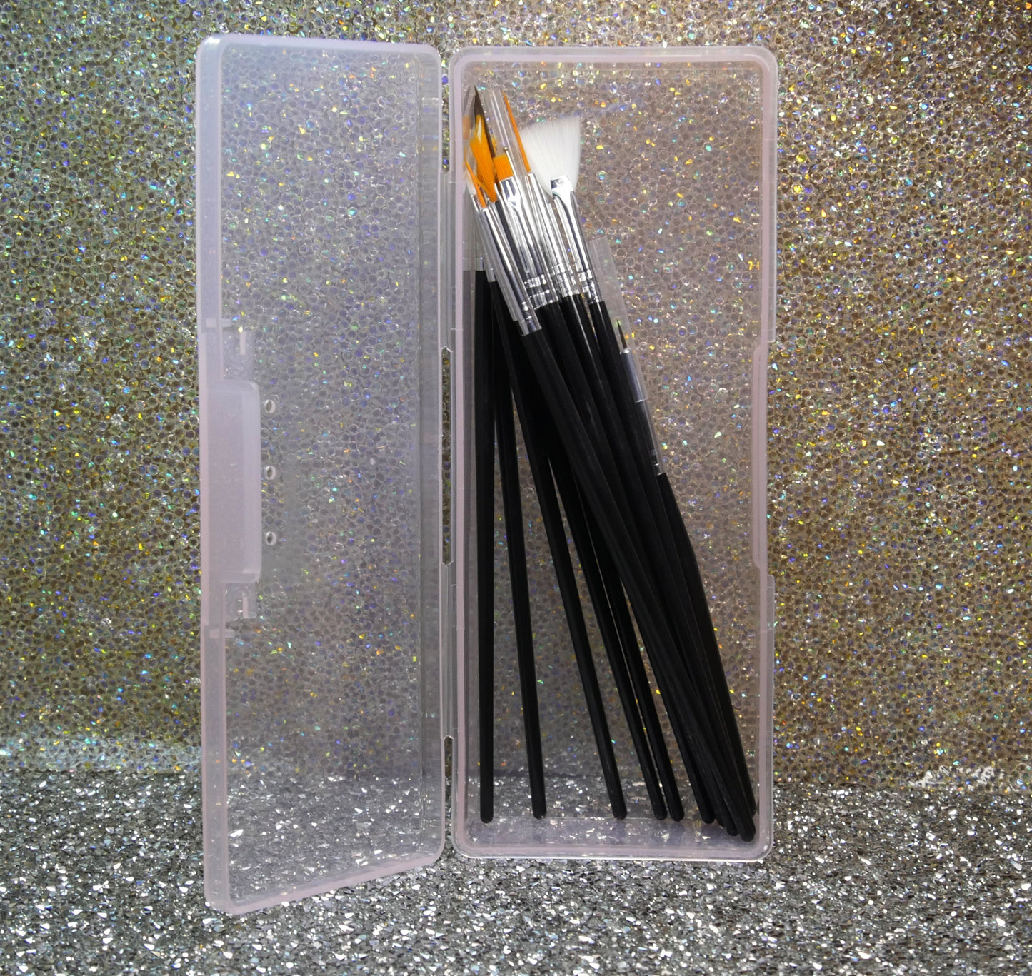 Pink Nail Brush Container Box/ Multifunctional Translucent PVC Pencil Case Plastic Pen Brush Box Stationery Supplies