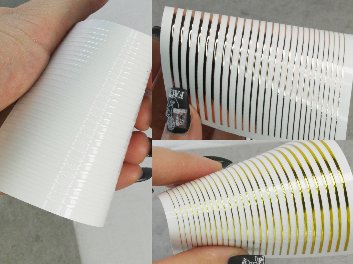 Multi size Stripe Line nail sticker/ Thin Lining Line art nail Self Adhesive Decals/ Peel off silver gold white black stickers