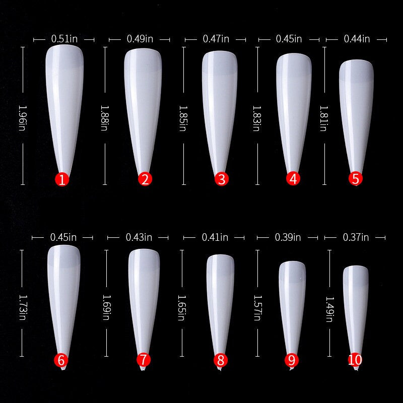 500 pcs Long Full Cover Stiletto False Fake Nails Tips Manicure nail Extension Clear Acrylic Sharp nail UV Poly Gel Salon Press On Nail Tips