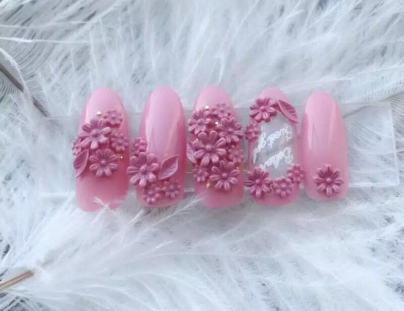 Floral 3D Acrylic Mold for Nail Art DIY Decoration Design/ UV gel Sculpture Mold Silicone Flower leaf Template Manicure