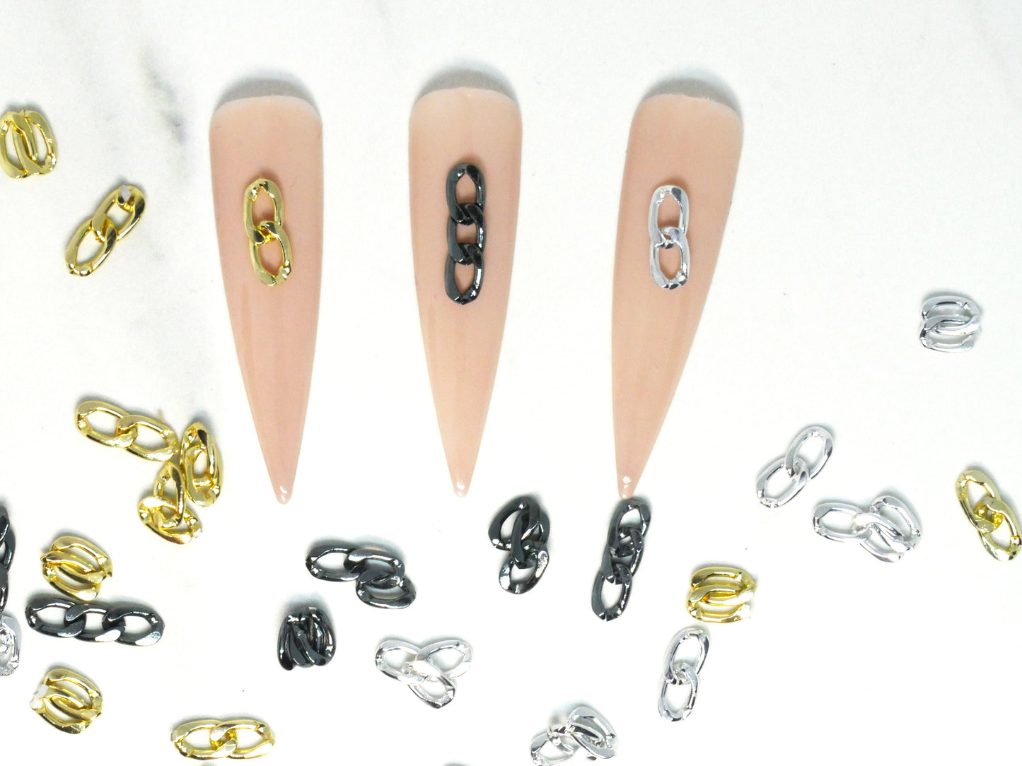 5pcs Metal Steel Chain Punk Style for 3D nail and Mini crafts supply/ multi style nail art deco gold chain set