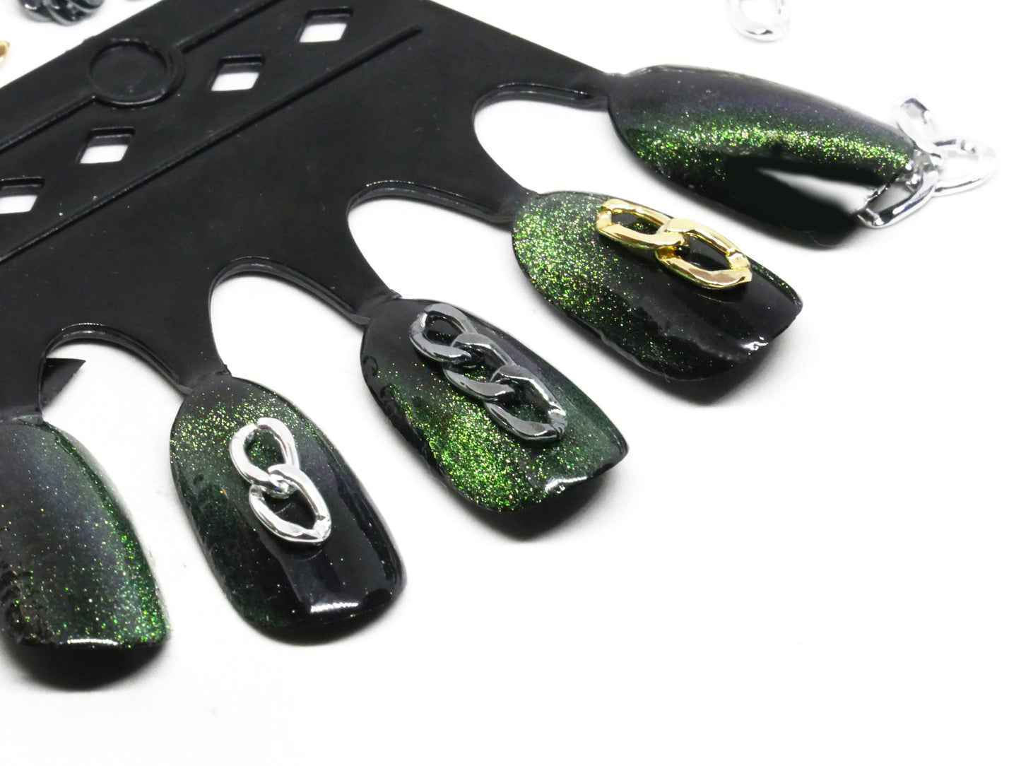 5pcs Metal Steel Chain Punk Style for 3D nail and Mini crafts supply/ multi style nail art deco gold chain set