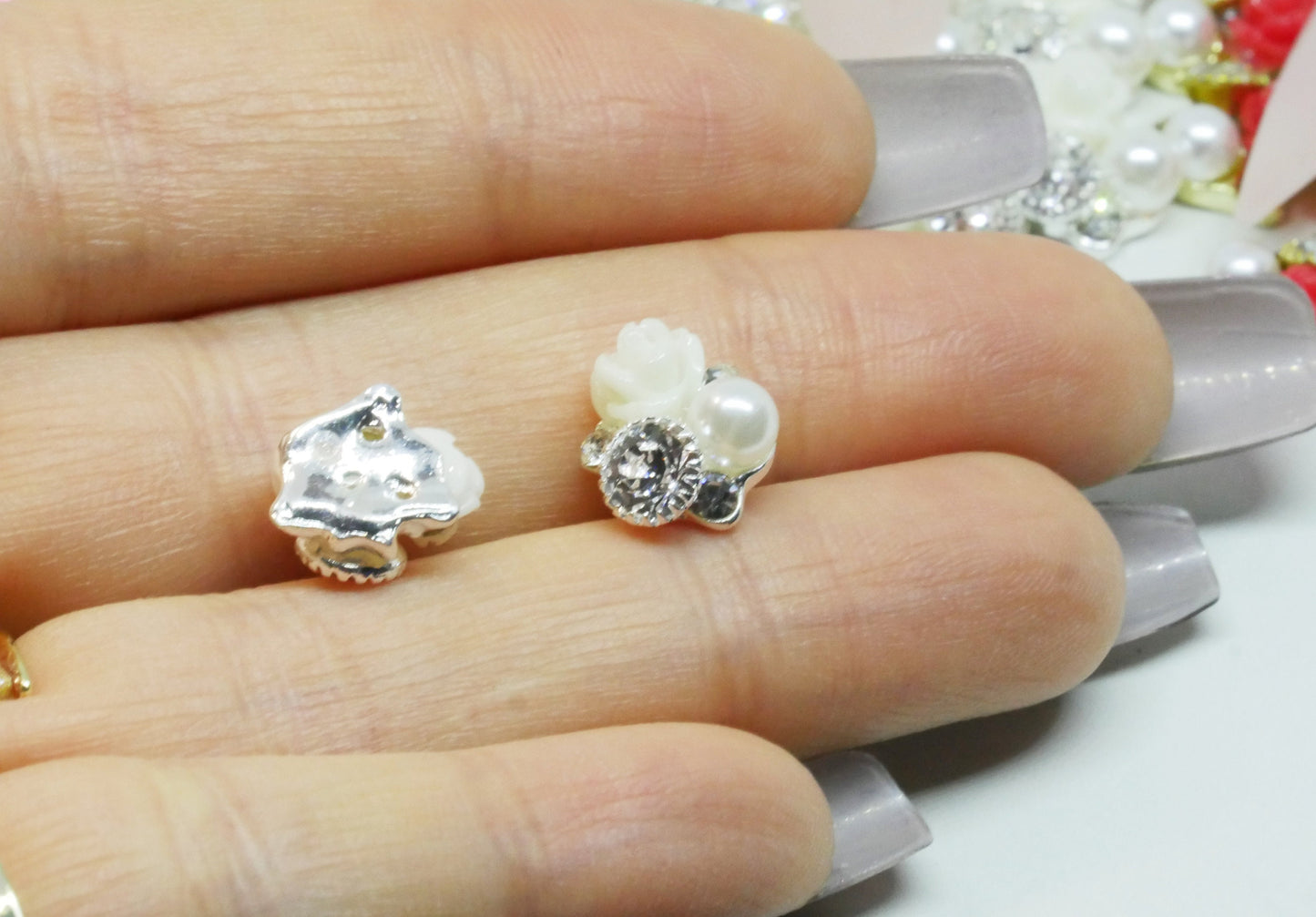 4 pcs Rose flower Nail Jewelry /floral nail art charm