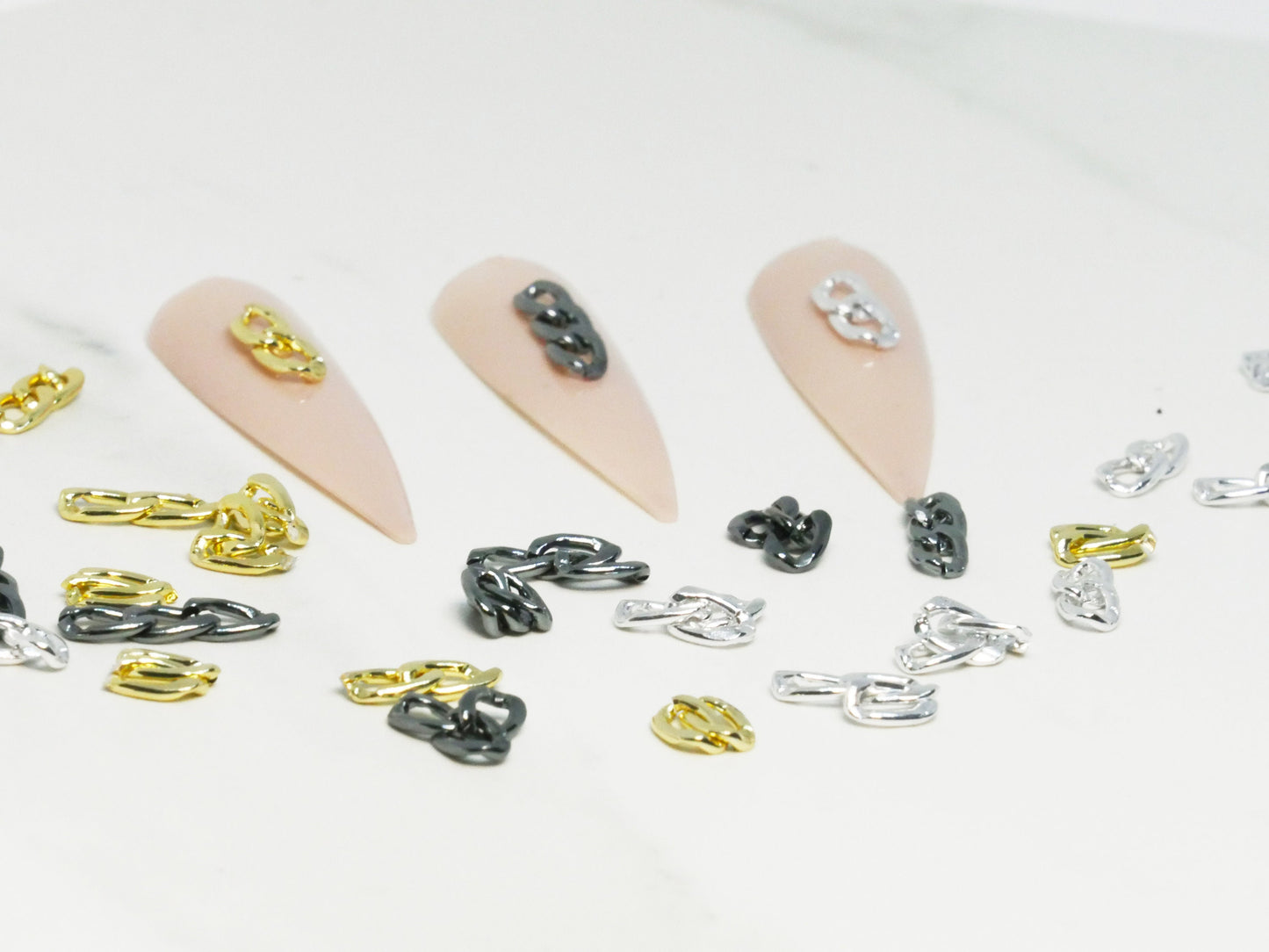 5pcs Metal Steel Chain Punk Style for 3D nail and Mini crafts supply/ multi style nail art deco gold chain set