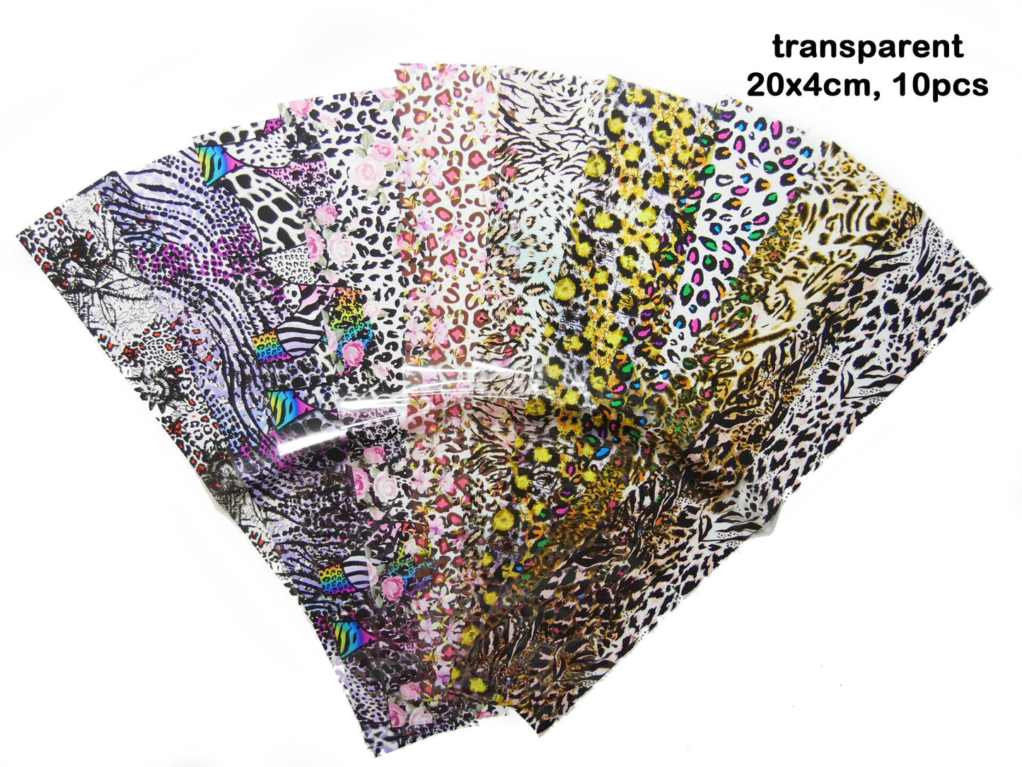 10 pcs Leopard Print Metallic transfer paper Foil Nail Art Sticker Decal/ Animal pattern DIY Golden nail transferring mirrored foil design
