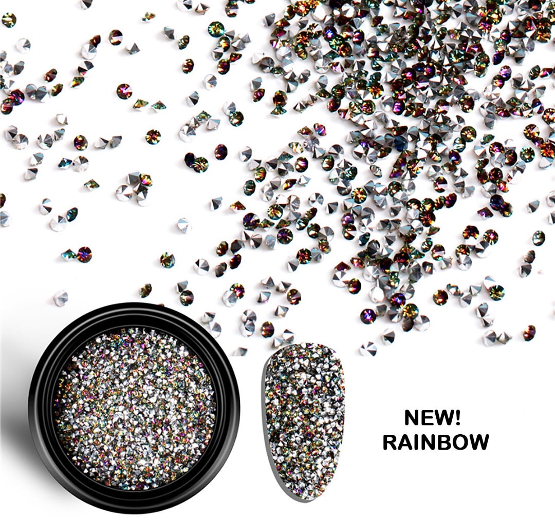 Microbead Culet Diamond crystal Nail Art glitter/ Mini crystal Metallic AB stone Nail design art decoration rhinestones /Mini chatons