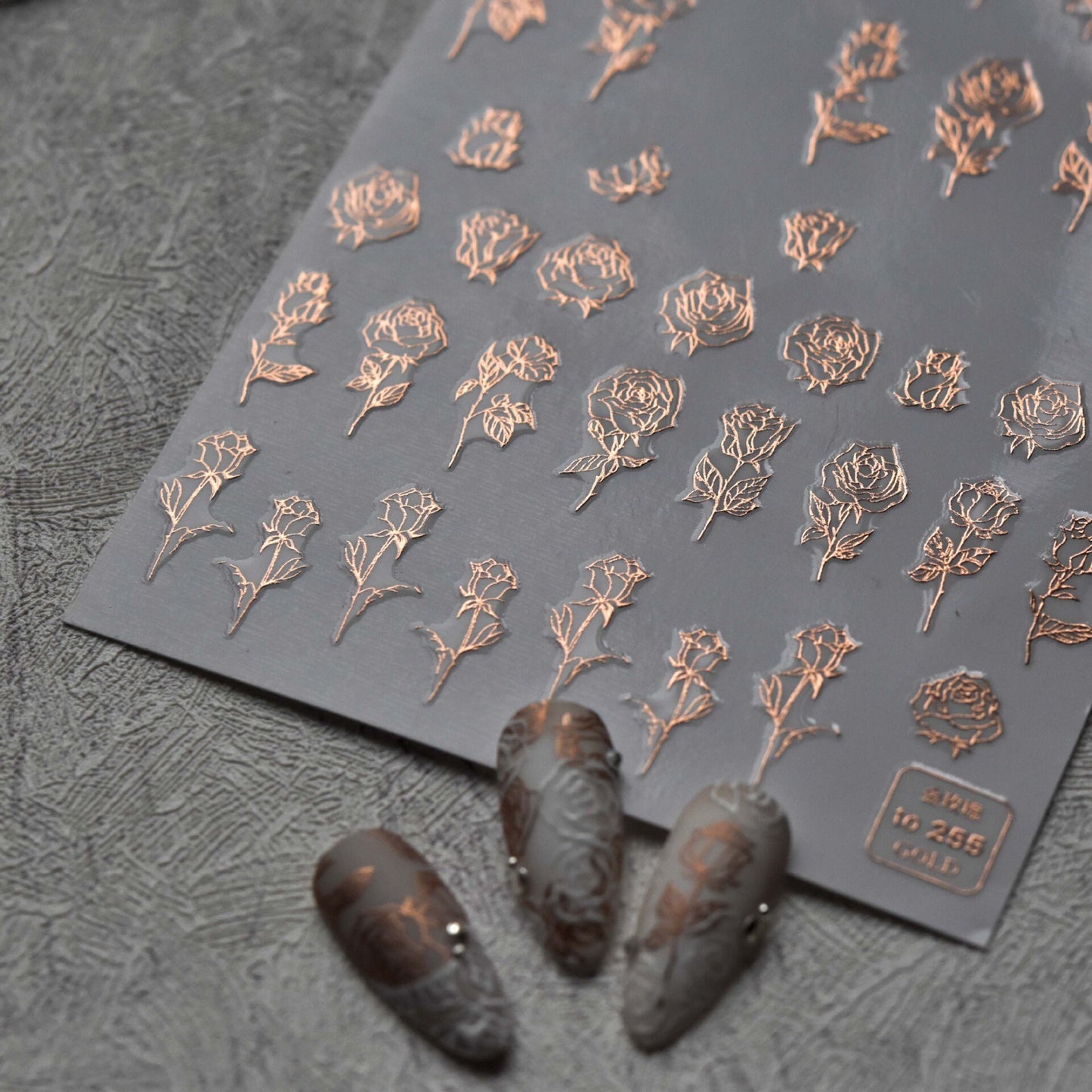 Embossed Rose Sticker Nail Art
