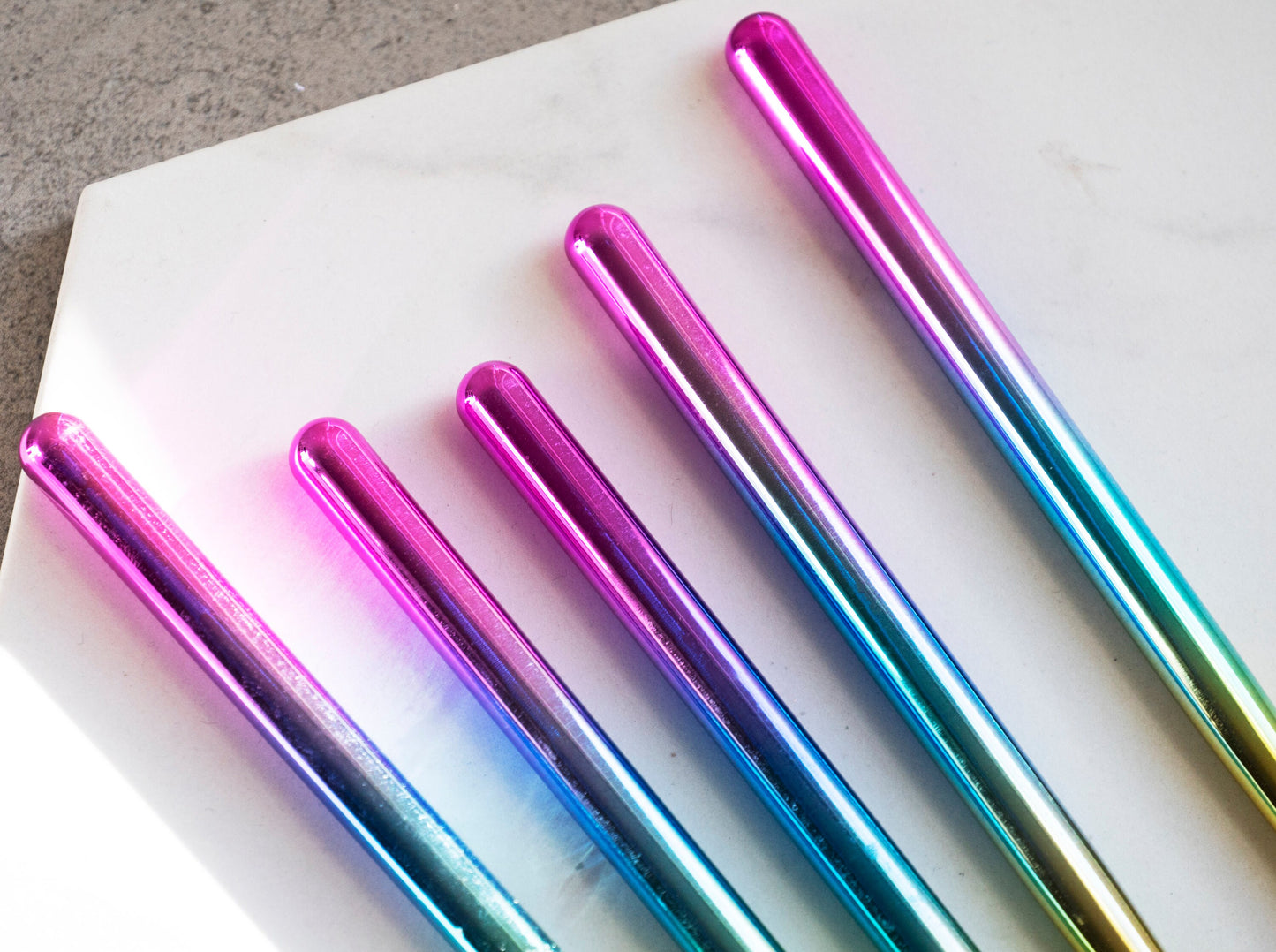 5pcs Acrylic Nail Art Brushes/ Titanium Anodize Crimped Chameleon 3D Nail art Nylon pen building gel/ Acrylic powder Sculpture brushes