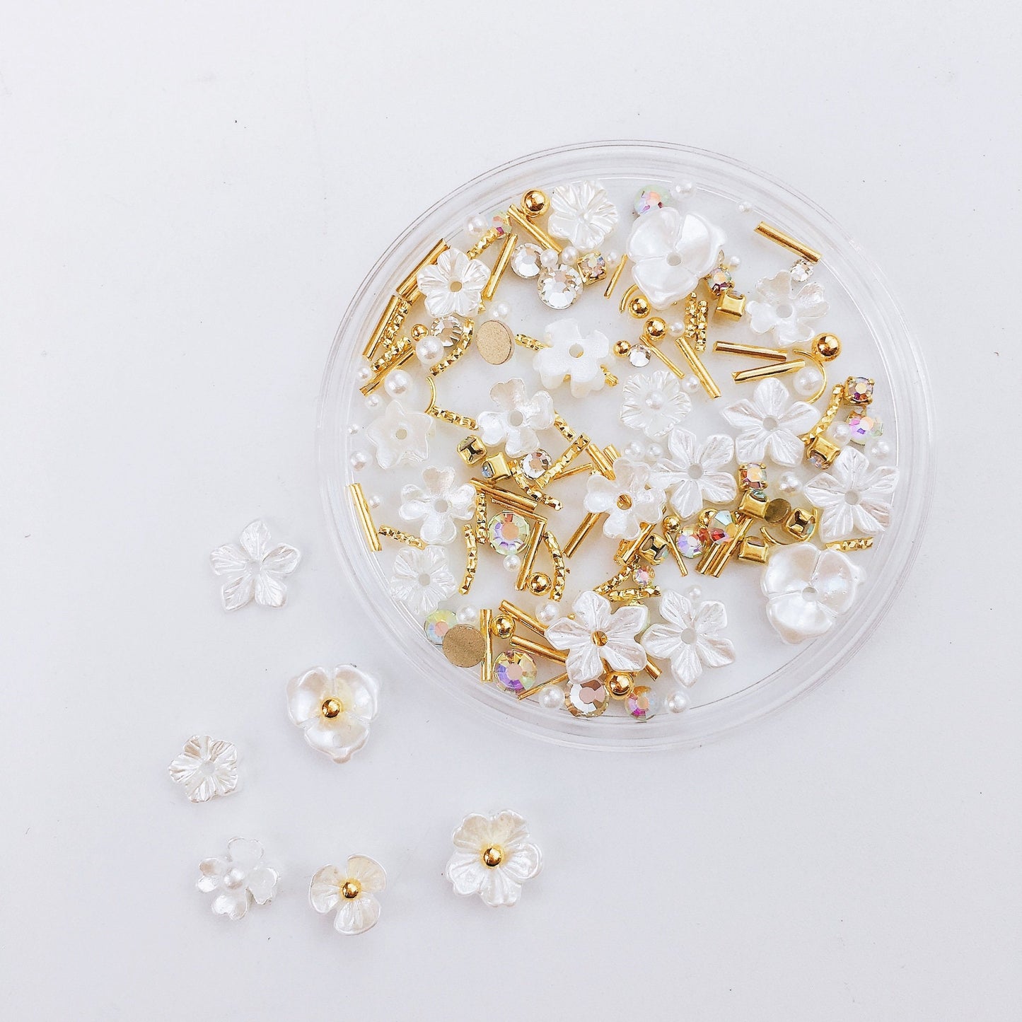 Mixed Cat Eye Stone Gold silver metallic studs set for nail art/ Japanese Instagram Influencer nail art