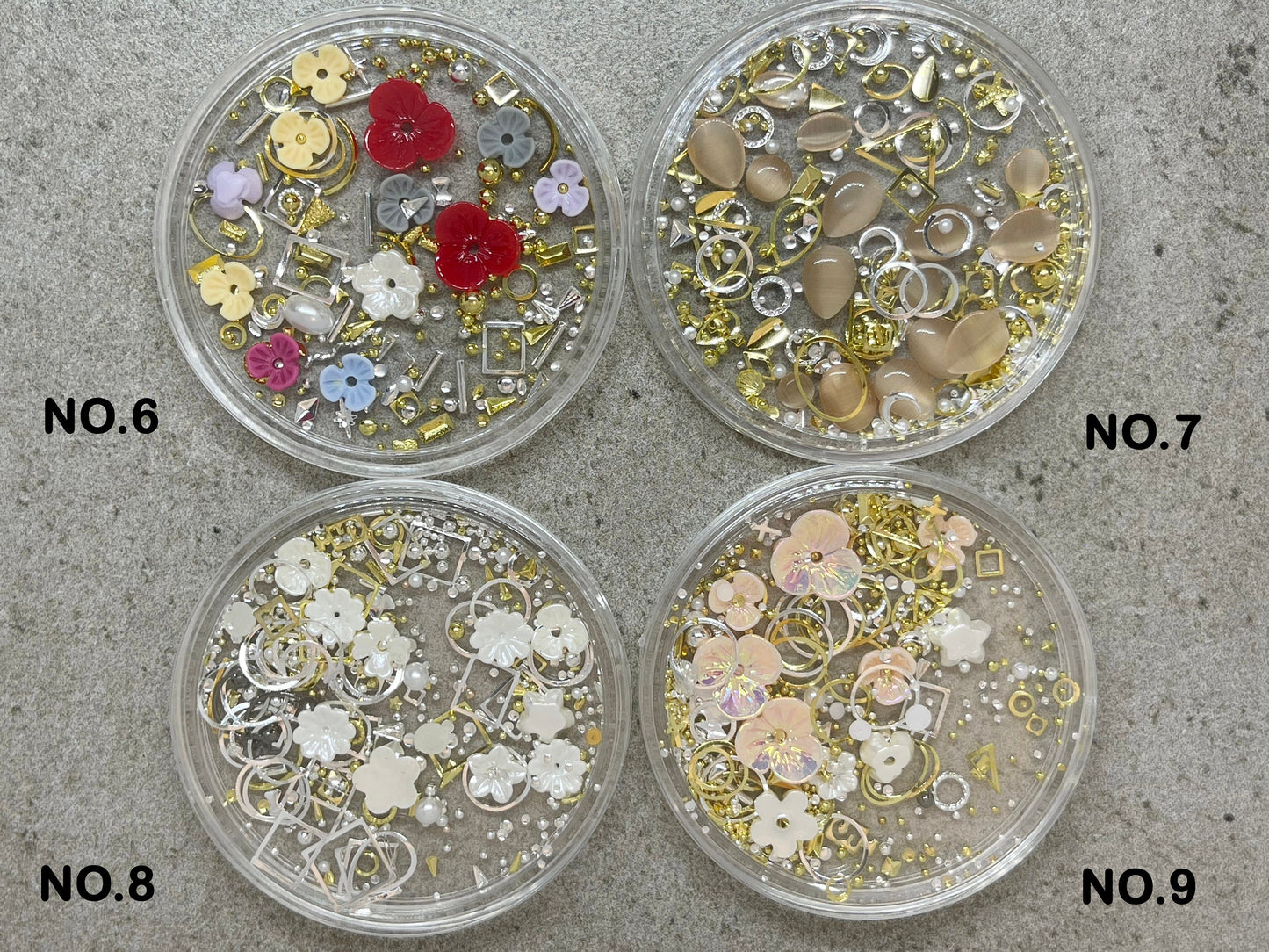 Mixed Cat Eye Stone Gold silver metallic studs set for nail art/ Japanese Instagram Influencer nail art