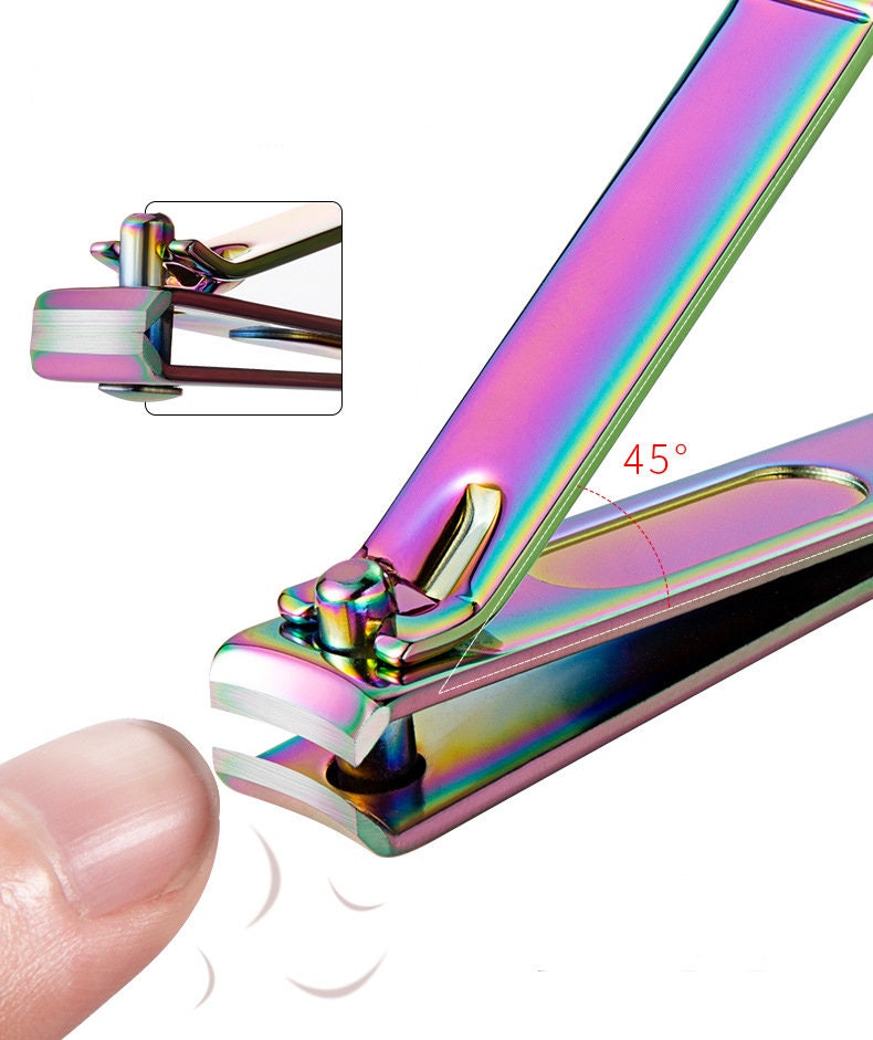 3 pcs Grip Fingernail Clipper/ Chameleon Titanium Anodize Matte Black Stainless Steel Manicure Pedicure Tool Supply Nail Cut