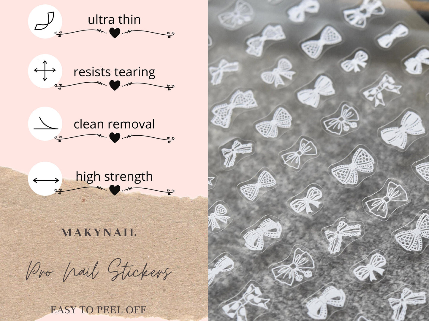 White Bow Tie nail stickers