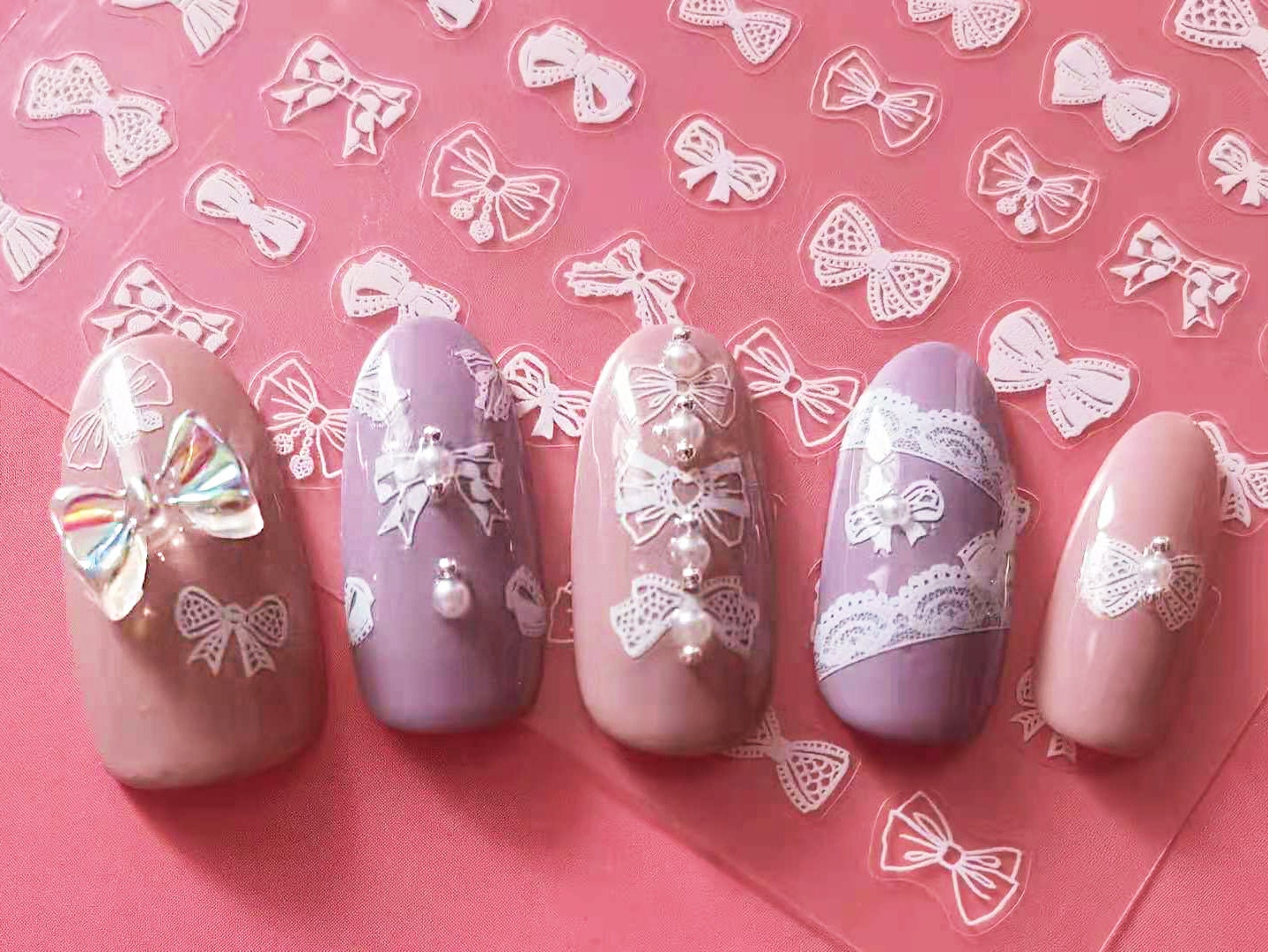White Bow Tie nail stickers