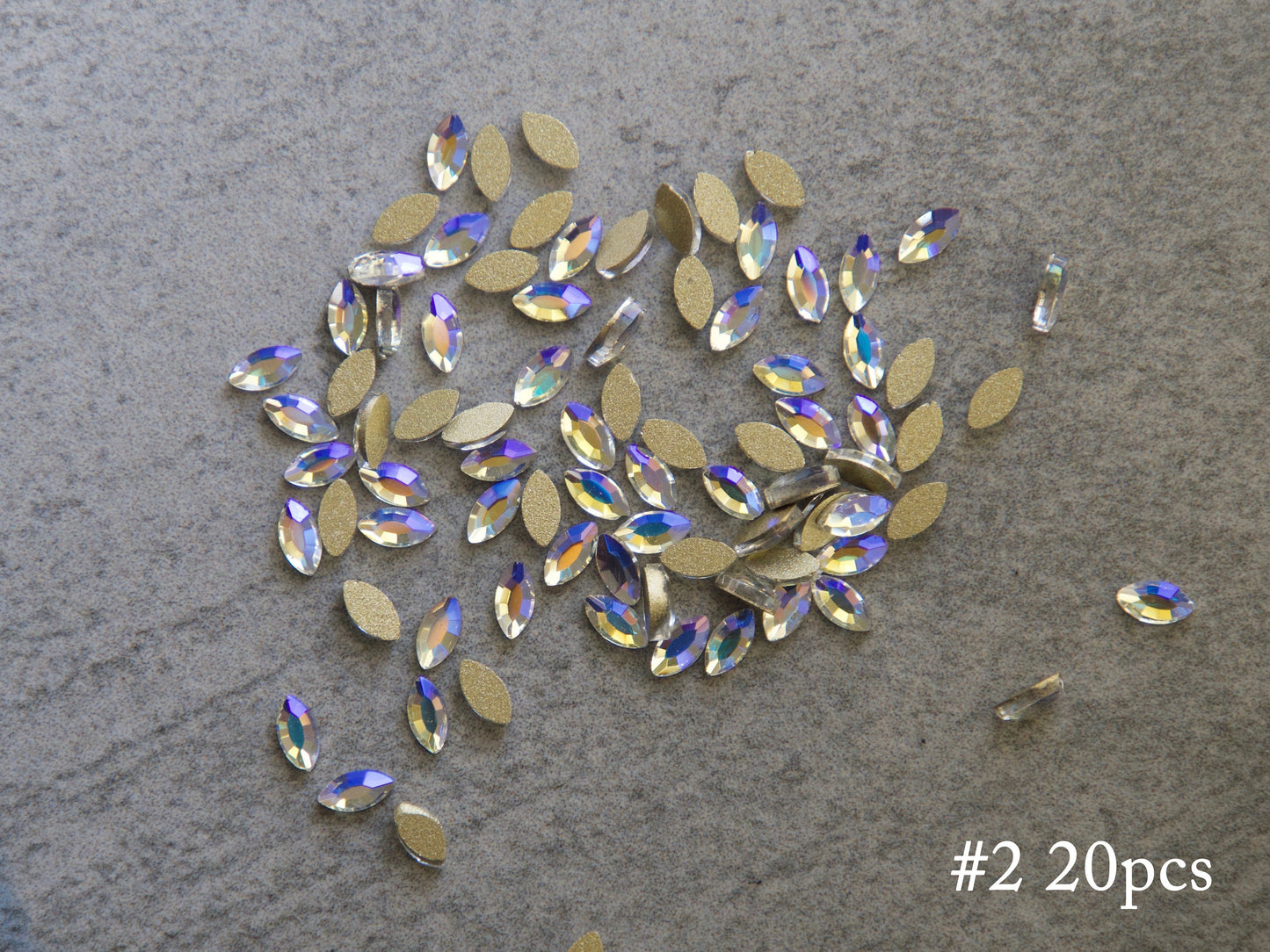 20 pcs Halo Marquise Flat Back No Hotfix Tear Drop 3D DIY Tear-Drop Crystals Rhinestones/ AB Stone Nail Art Supply