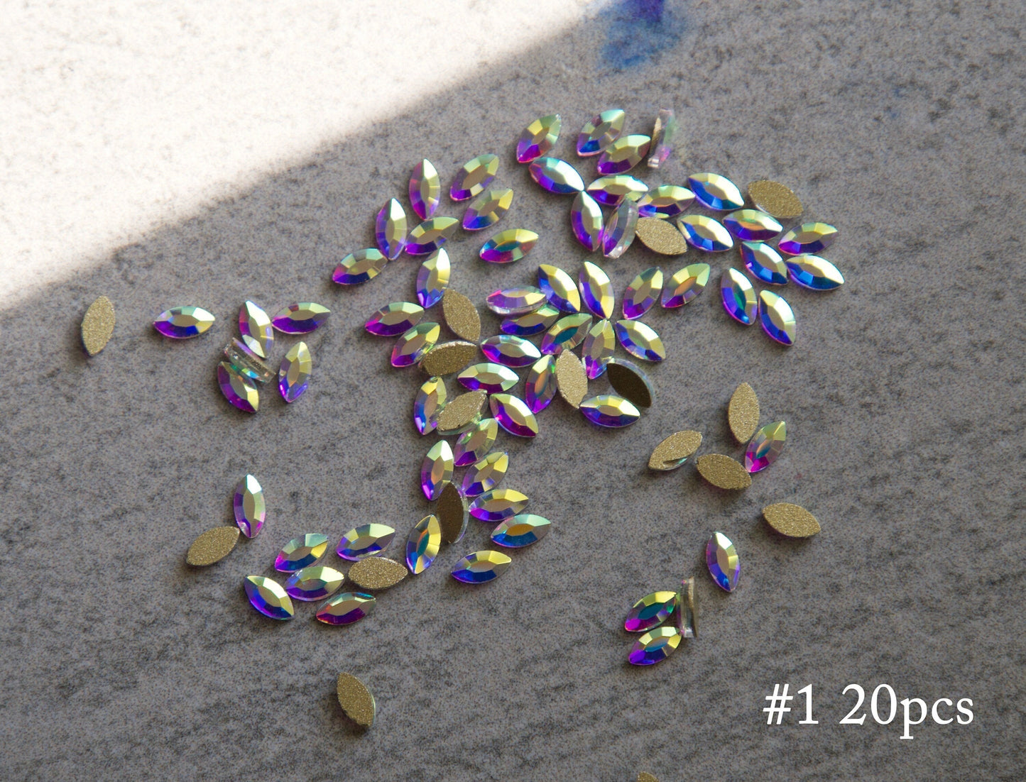 20 pcs Halo Marquise Flat Back No Hotfix Tear Drop 3D DIY Tear-Drop Crystals Rhinestones/ AB Stone Nail Art Supply