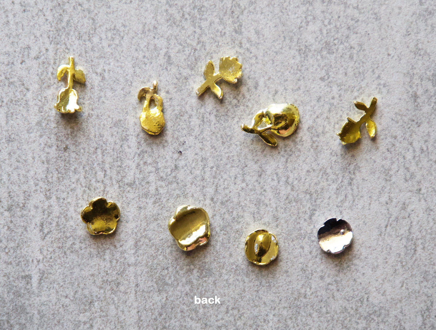 5 pcs Rose flower Metallic studs/ 3D Gold Rose Floral nail design art nail