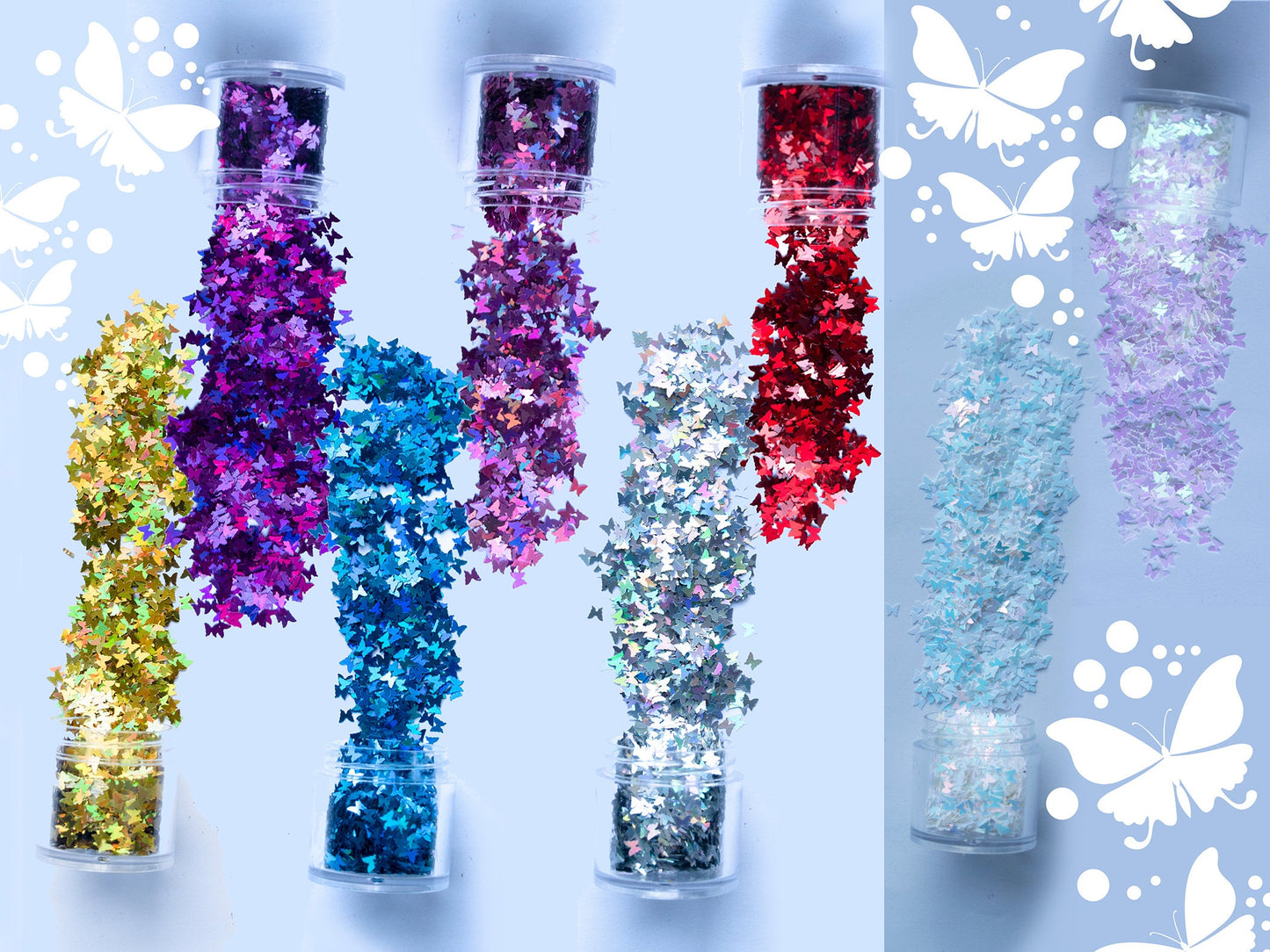 4 jars Halo Butterfly Glitter/ Nail Flakes DIY Laser Sequins/Fairy Tale rainbow starry butterflies nail polish UV gel/ resin crafts sequins