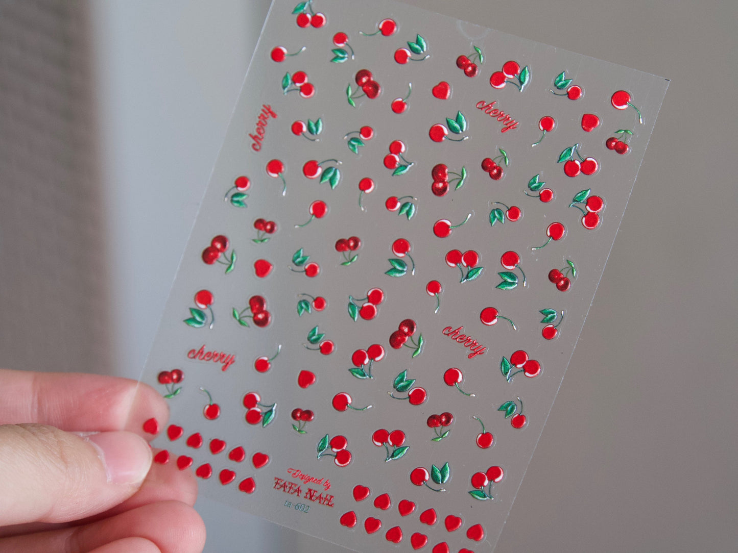 Cherry Fruity Nail Art Sticker/ 3D fruits DIY Tips Guides peel off Stickers/Red Cherries Yellow Banana fruit nail decal