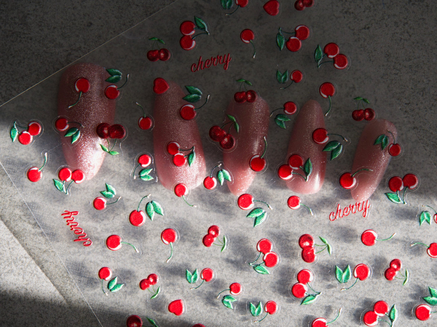 Cherry Fruity Nail Art Sticker/ 3D fruits DIY Tips Guides peel off Stickers/Red Cherries Yellow Banana fruit nail decal