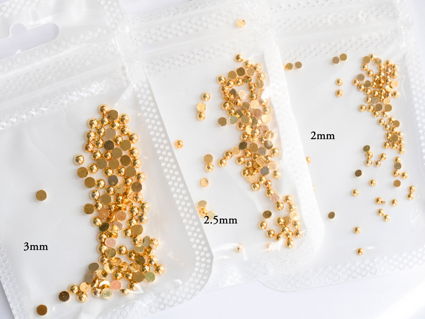 Metallic Hemisphere Caviar beads/ Semicircle Silver Gold nail micro beads