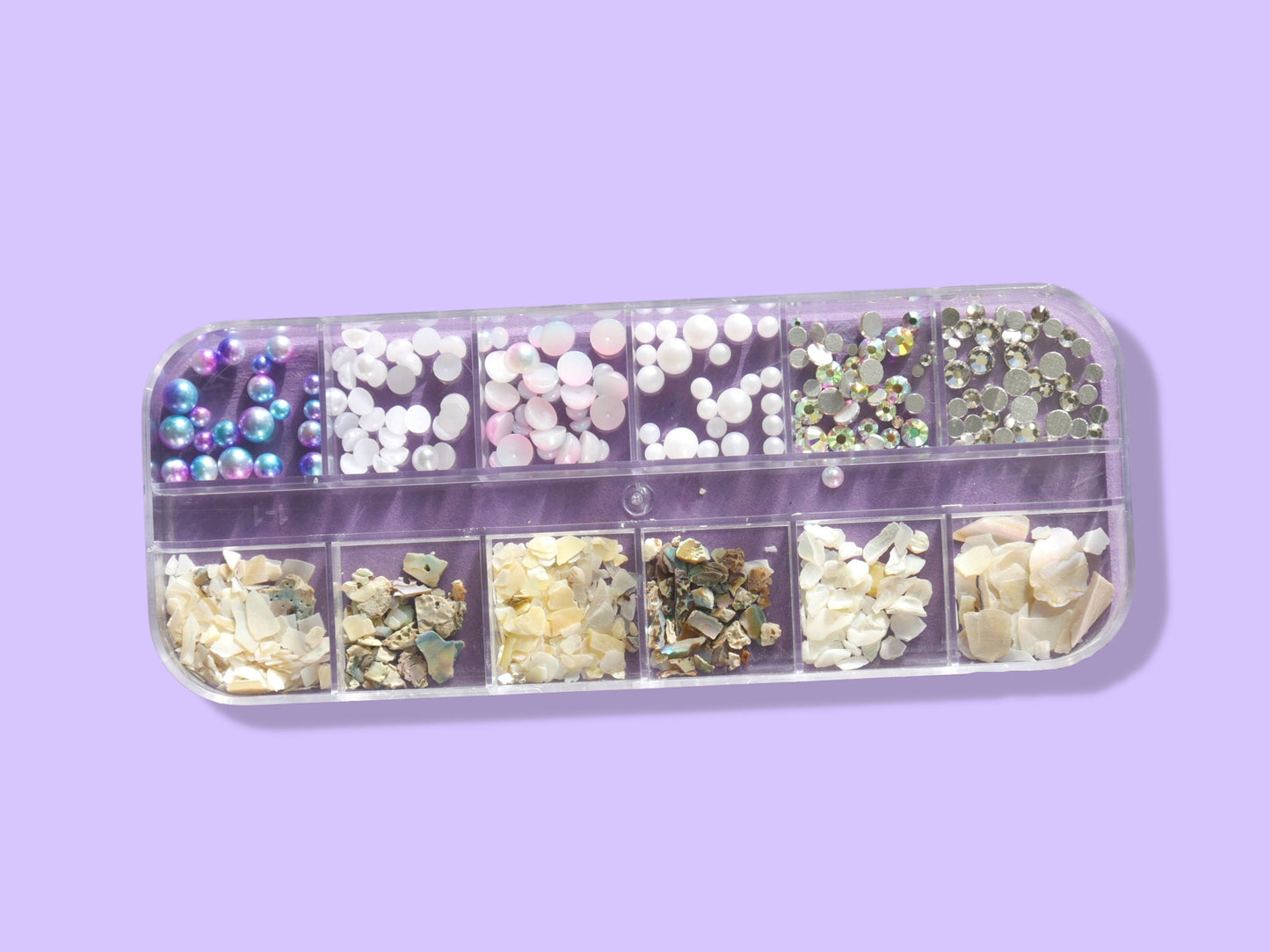 12 grids Mixed Galaxy Pearls & Shells /artificial Mermaid pearly lustre Various decorations