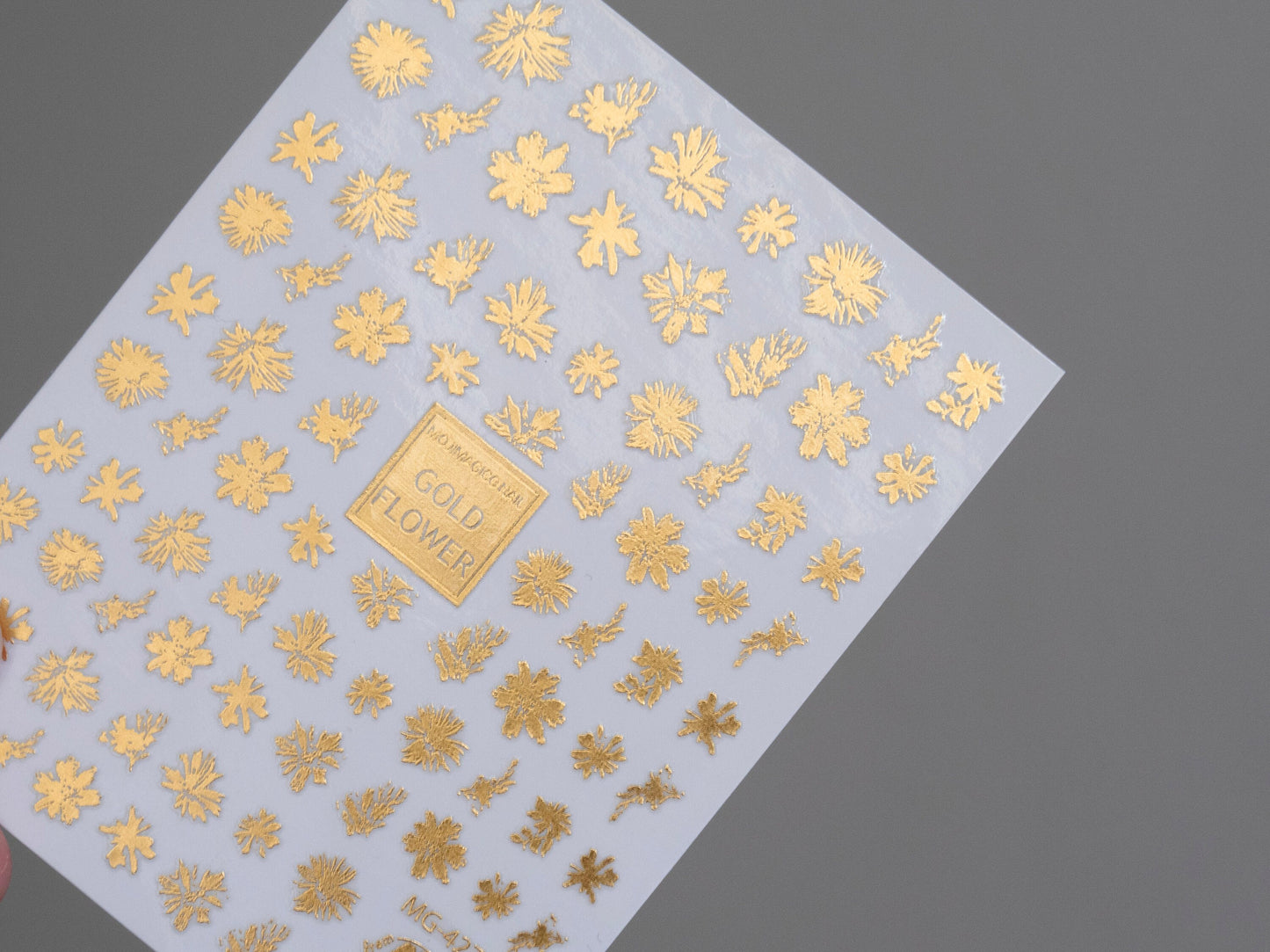 Rose Gold Hibiscus flower Nail Art Sticker/ Metallic DIY Tips Guides Transfer Stickers/ Flower Sticker/ Abstract Floral manicure stencil