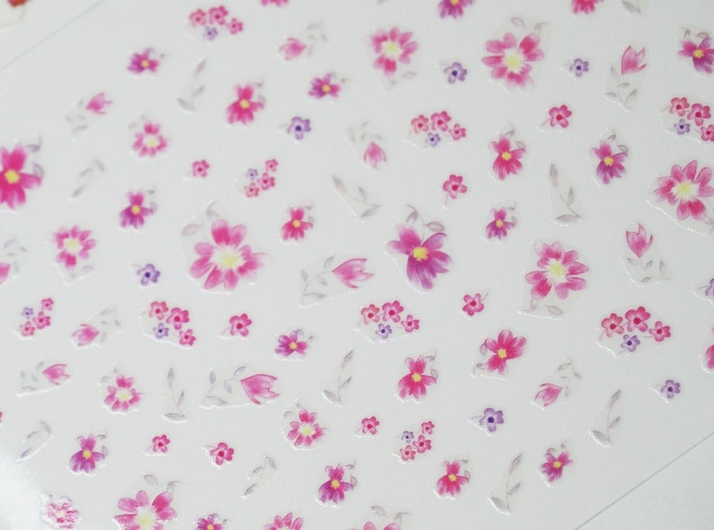 Floral Nail Art Sticker/ DIY Tips Guides Transfer Stickers/ Pink sakura flower Sticker/ plum blossom manicure stencil