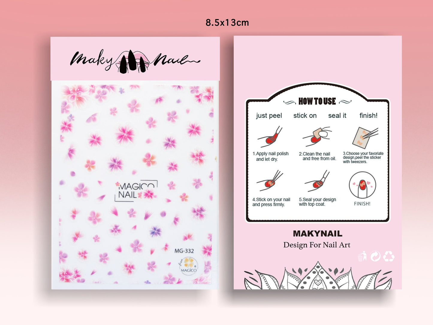 Floral Nail Art Sticker/ DIY Tips Guides Transfer Stickers/ Pink sakura flower Sticker/ plum blossom manicure stencil